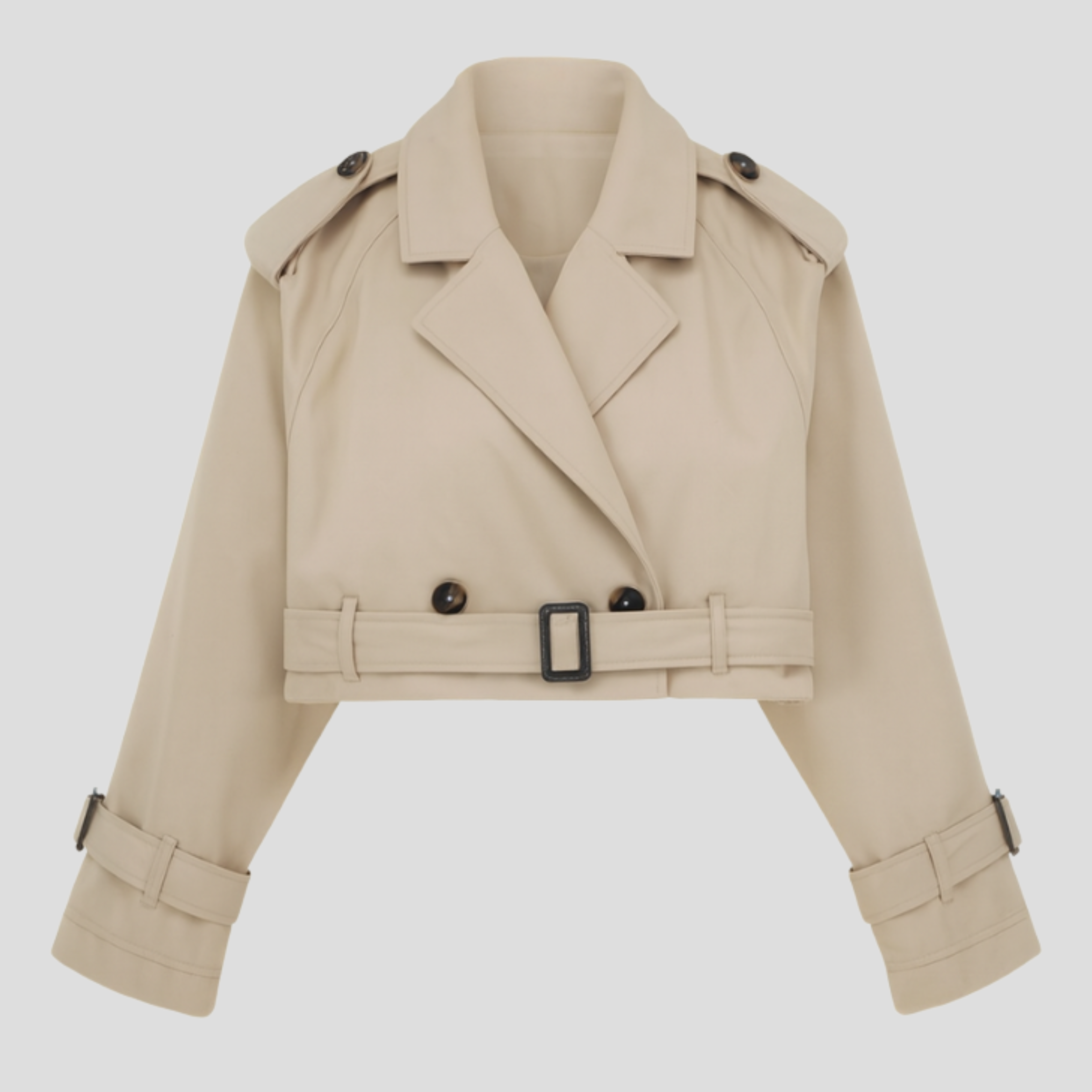 Women Jacket | Cropped Length & Belted Waist Structure for Daily Use