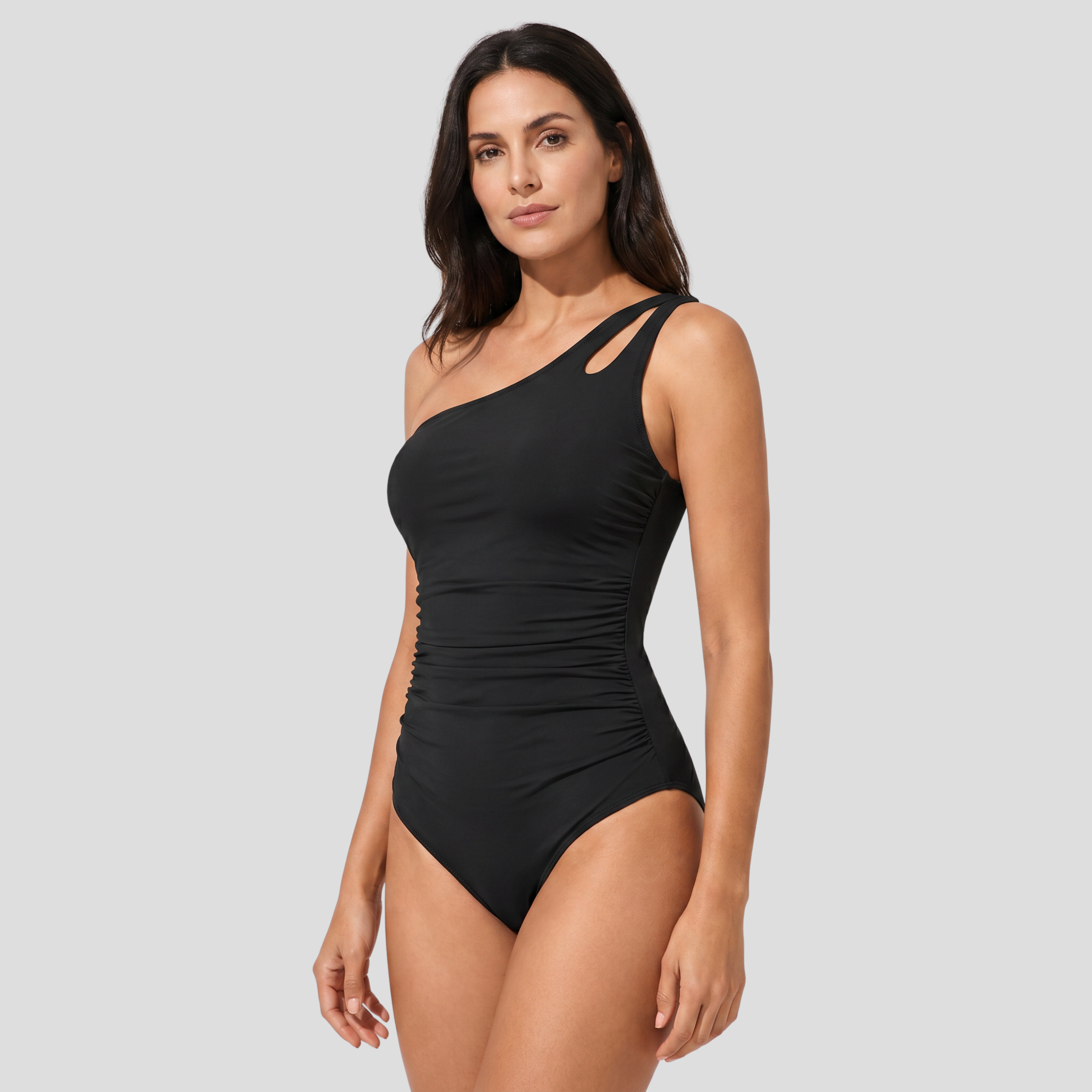 Women One-Piece Swimsuit | One-Shoulder Form & Side Ruched Alignment for Swimwear
