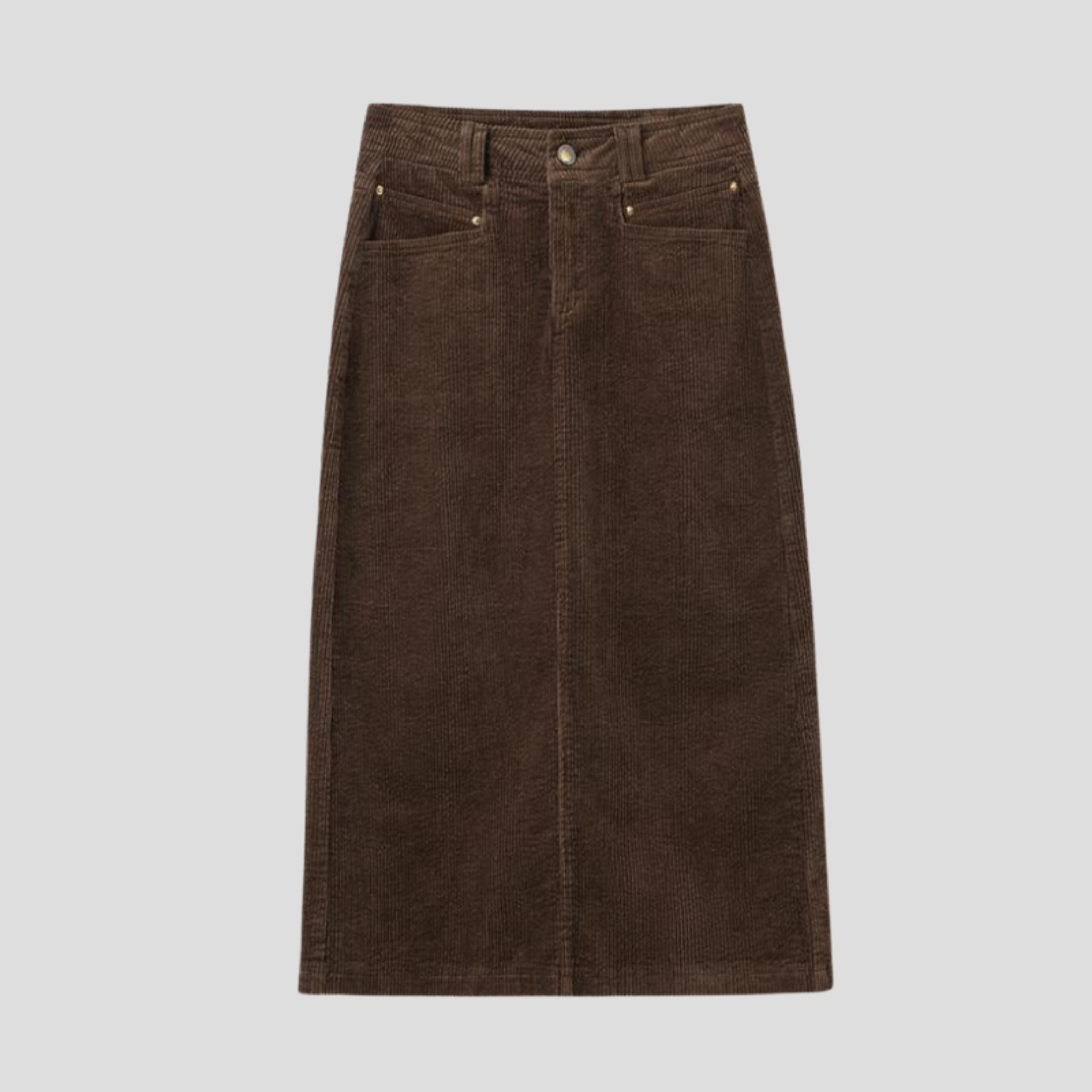 Women Midi Skirt | High-Waist Silhouette & Textured Vertical Rib Pattern for Daily Wear