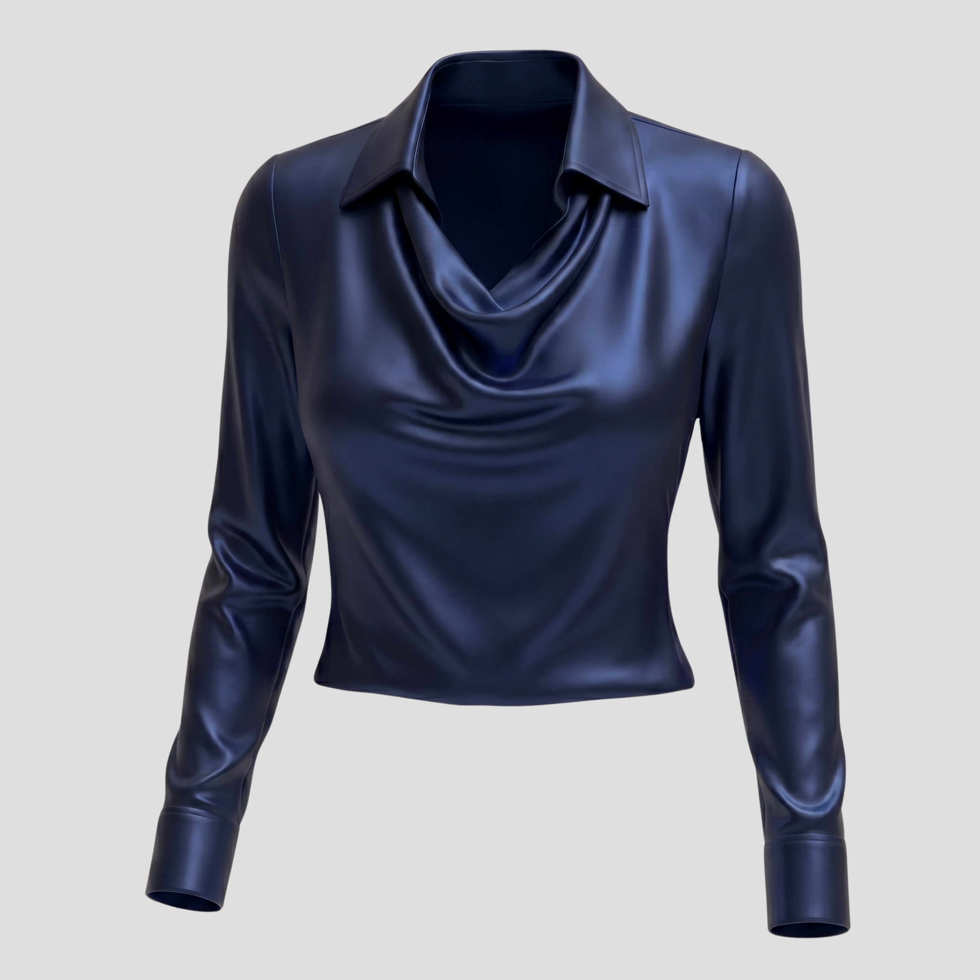 Women Long-Sleeve Blouse | Cowl Neckline Form & Pointed Collar Alignment for Daily Wear