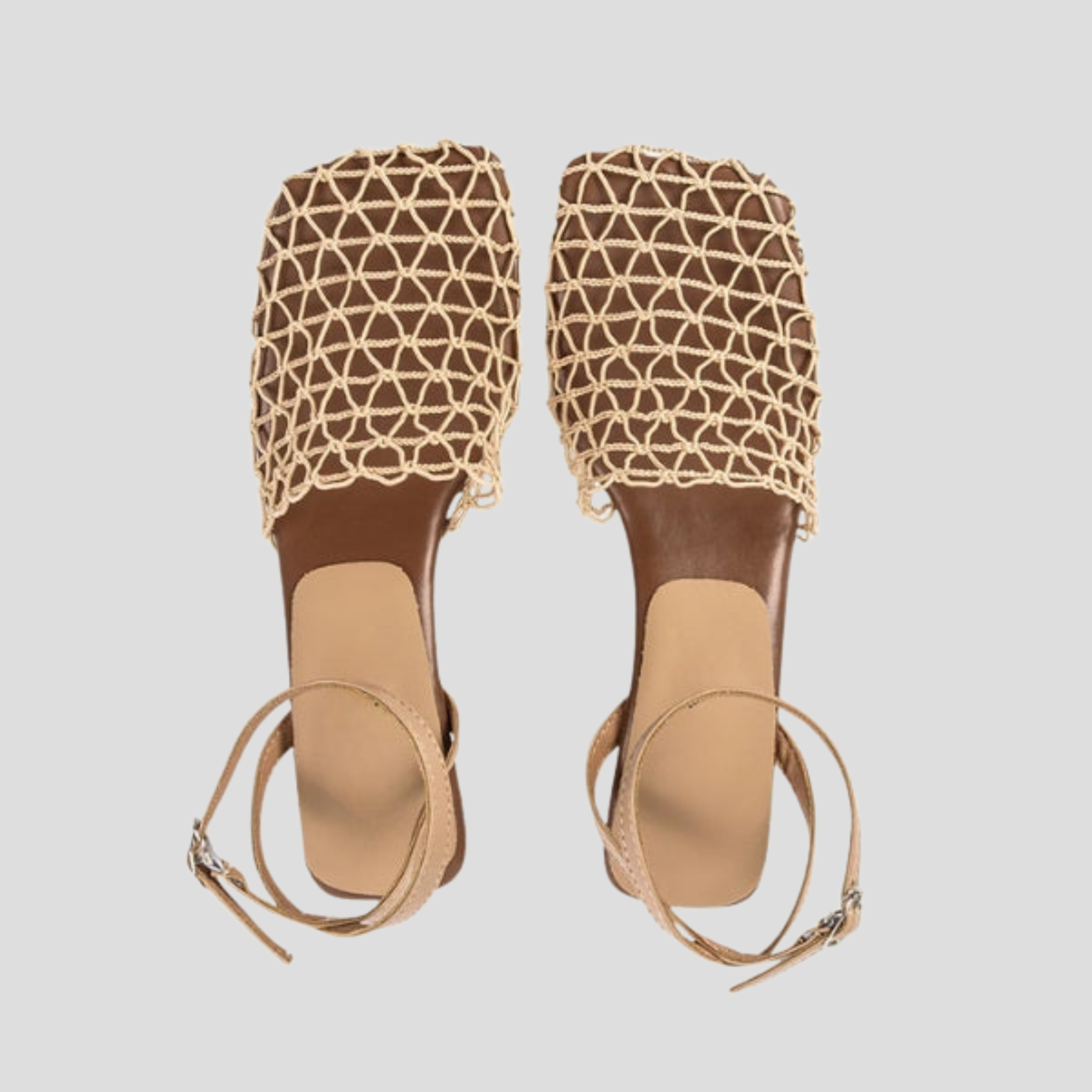 Women Heeled Sandals | Square Toe Frame & Net-Detail Upper Design for Summer Wear