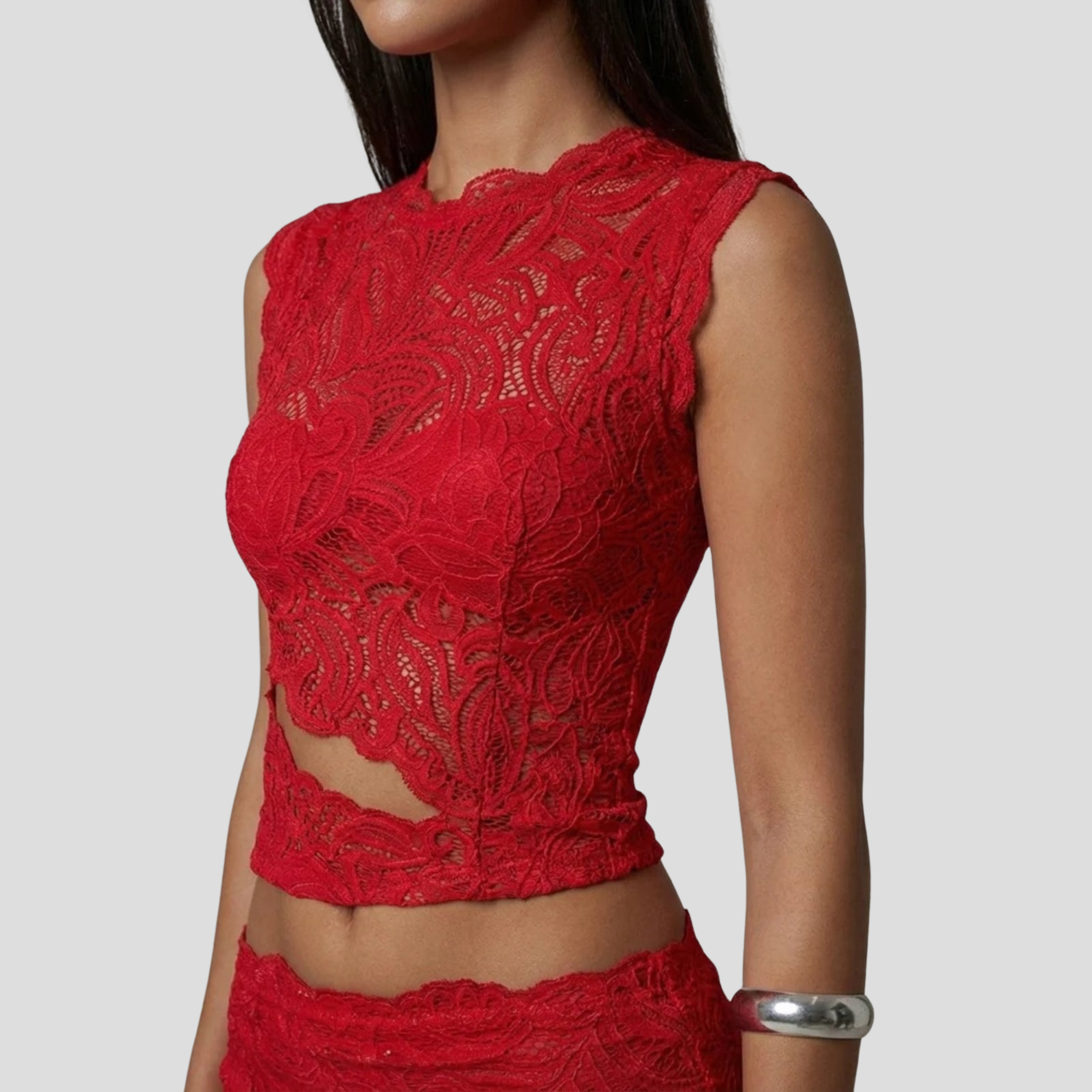 Women Maxi Set | Sleeveless Cropped Upper & High-Waist Skirt Alignment for Occasion Wear