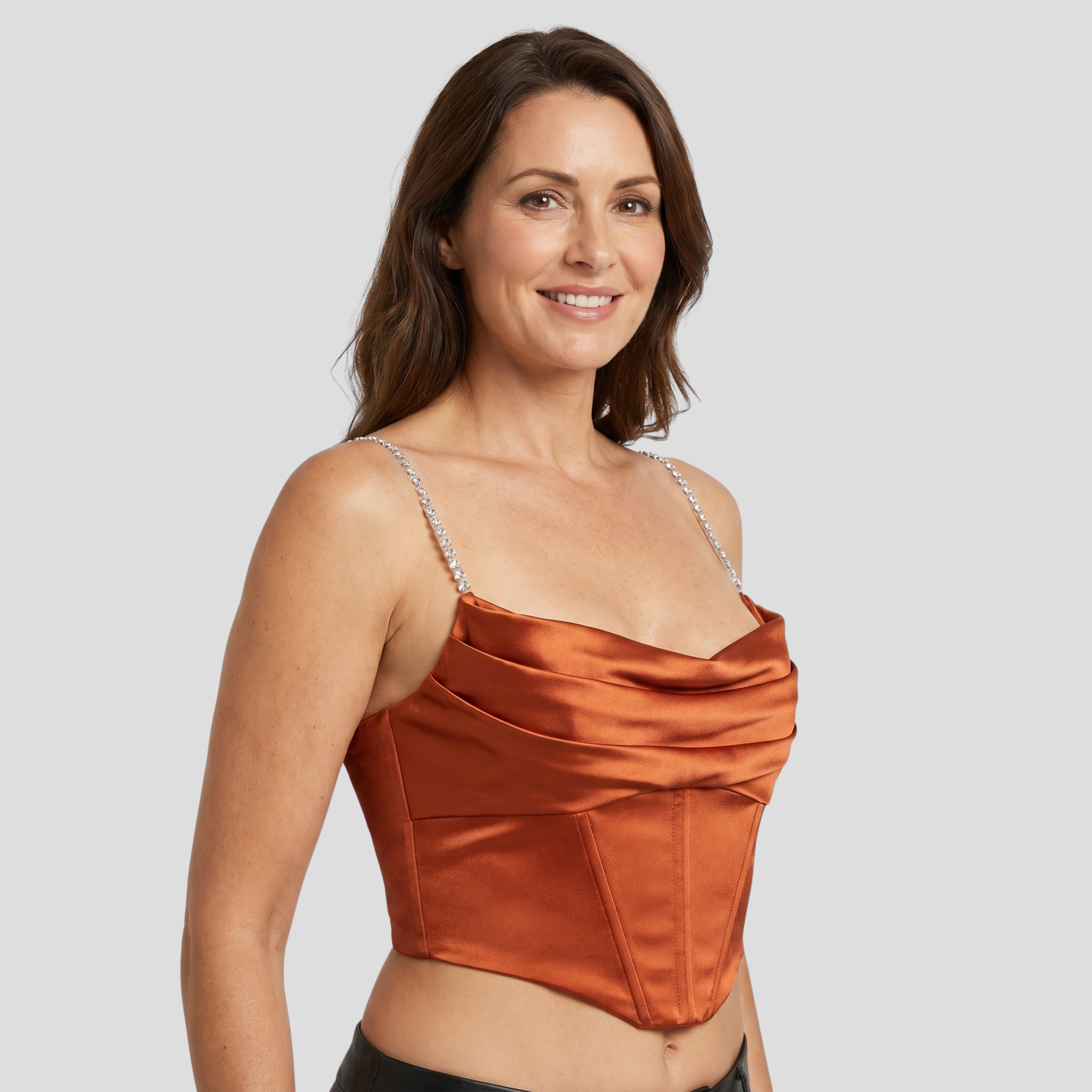 Women Corset Cami Top | Draped Neckline Form & Embellished Strap Alignment for Occasion Wear