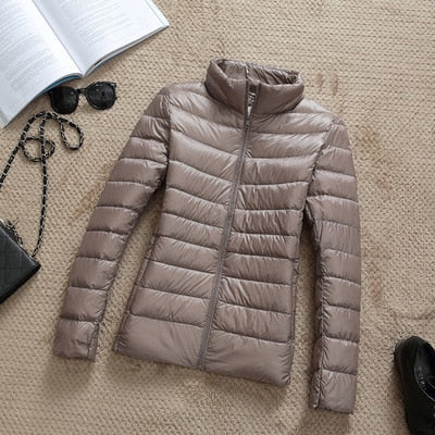 Women's Shiny Quilted Puffer Jacket | Short Zip-Up Winter Coat