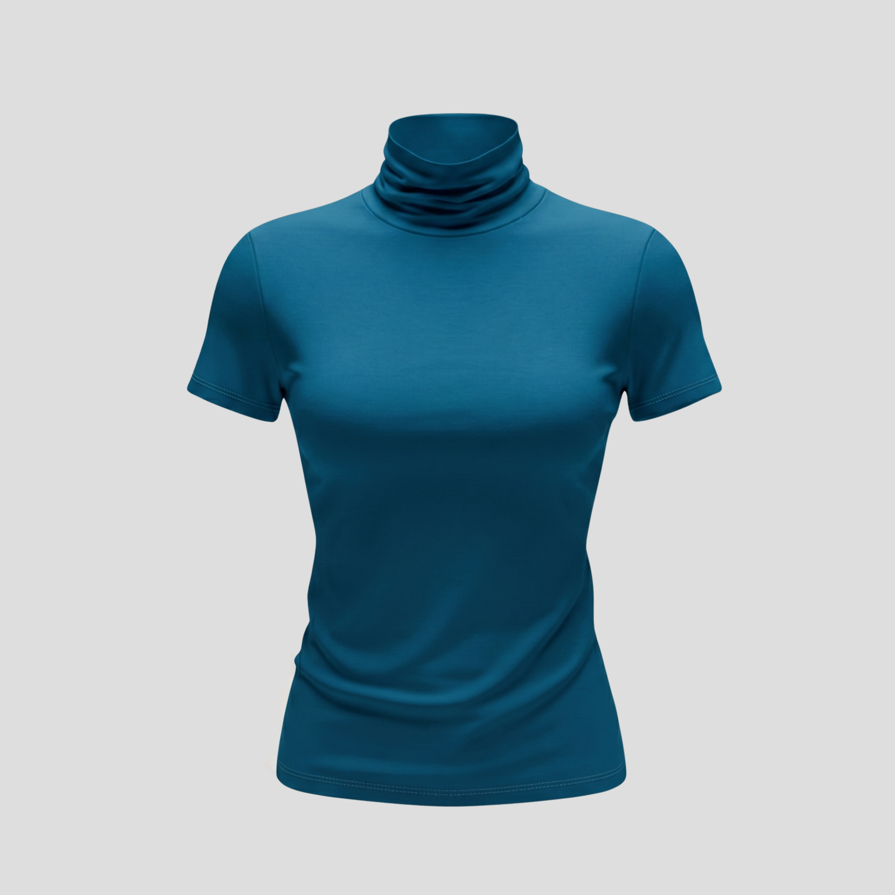 Women Mock Neck Tee | Short-Sleeve Form & Contoured Line Alignment for Daily Wear