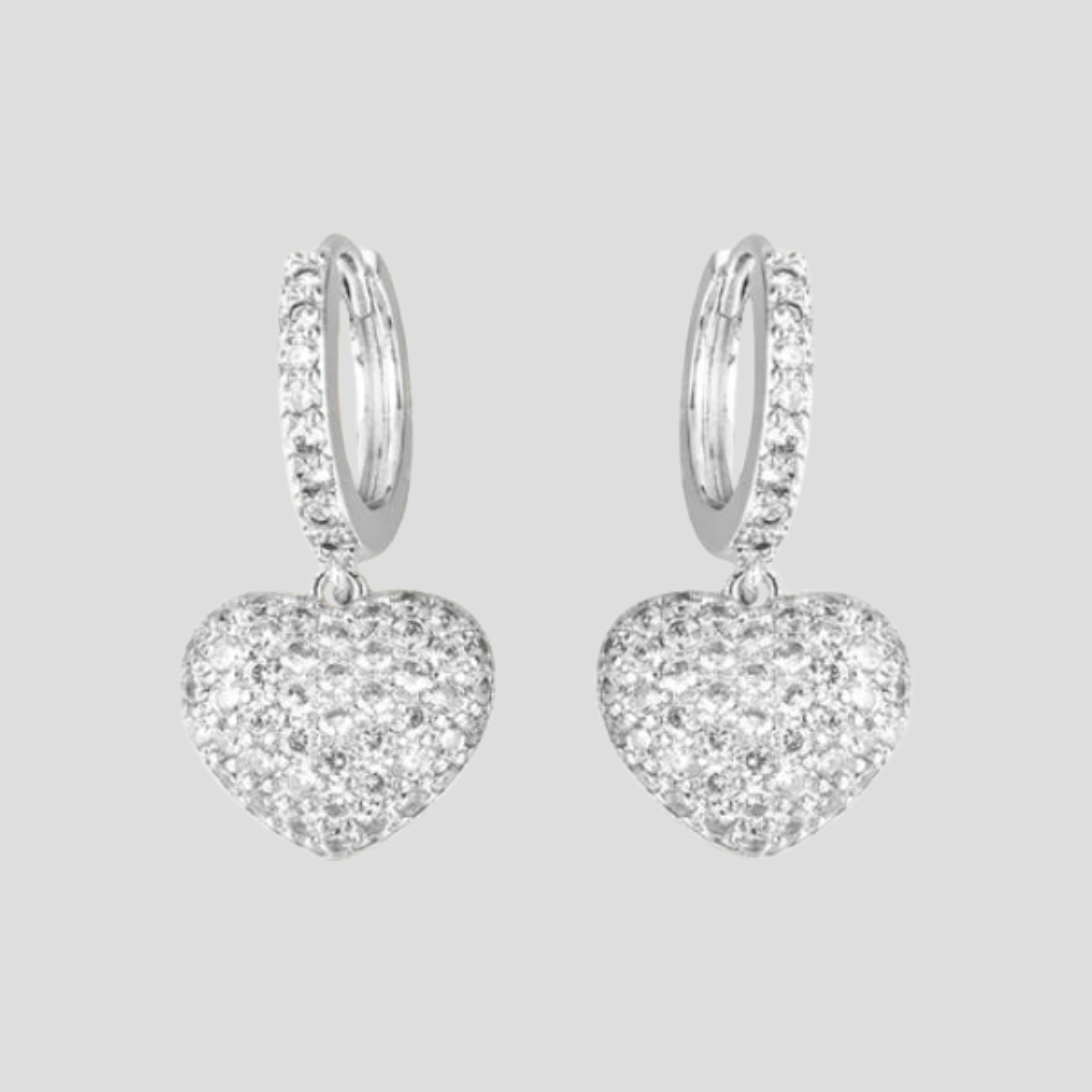 Women Drop Earrings | Heart Charm Silhouette & Pavé Surface Pattern for Daily and Evening Styling