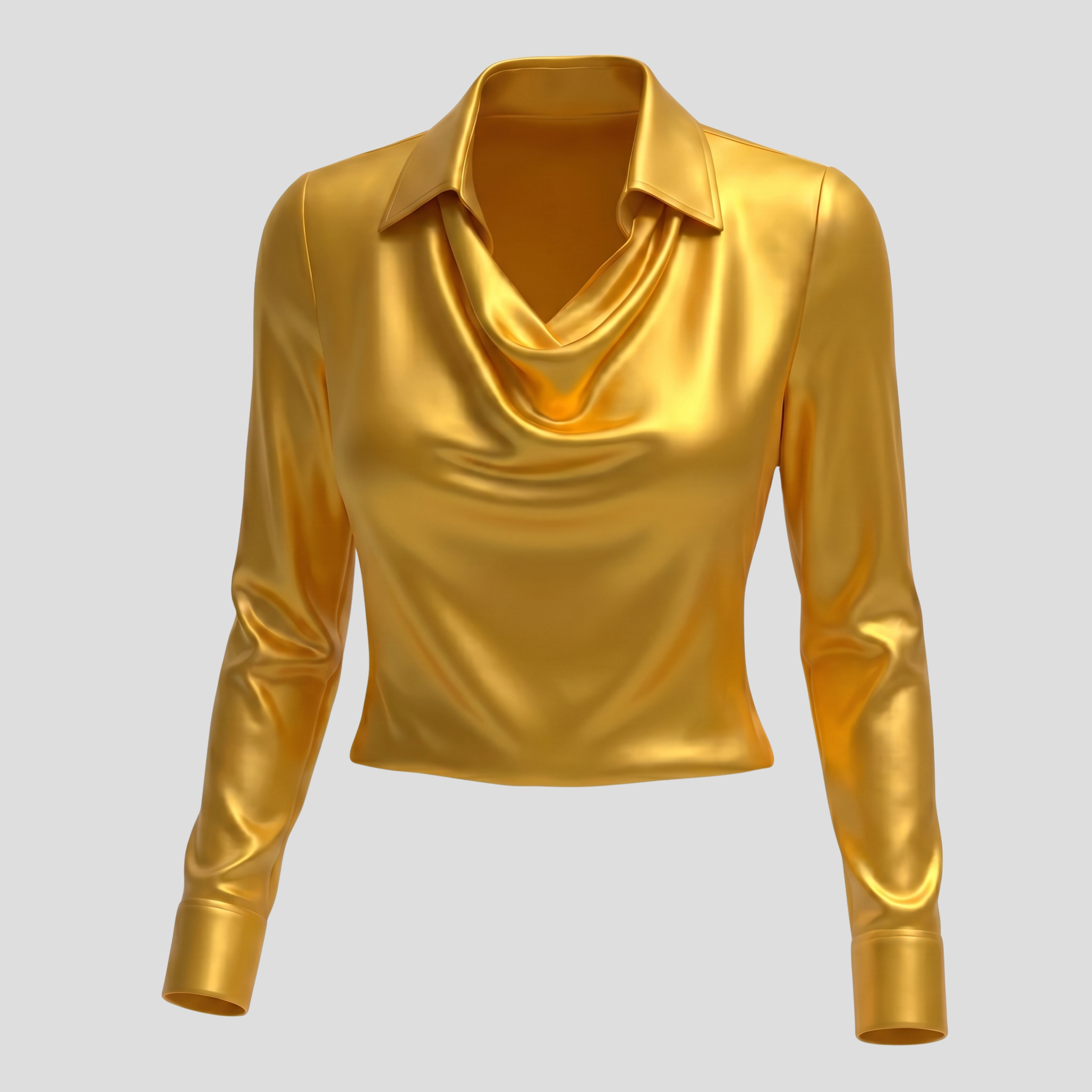 Women Long-Sleeve Blouse | Cowl Neckline Form & Pointed Collar Alignment for Daily Wear