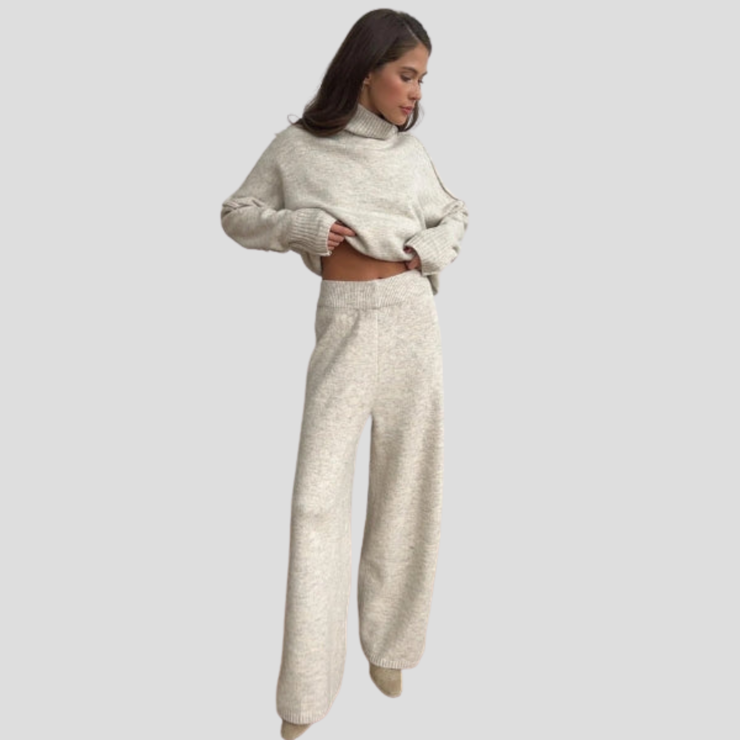 Women Knitwear Set | Coordinated Upper Form & Relaxed Lower Alignment for Daily Wear