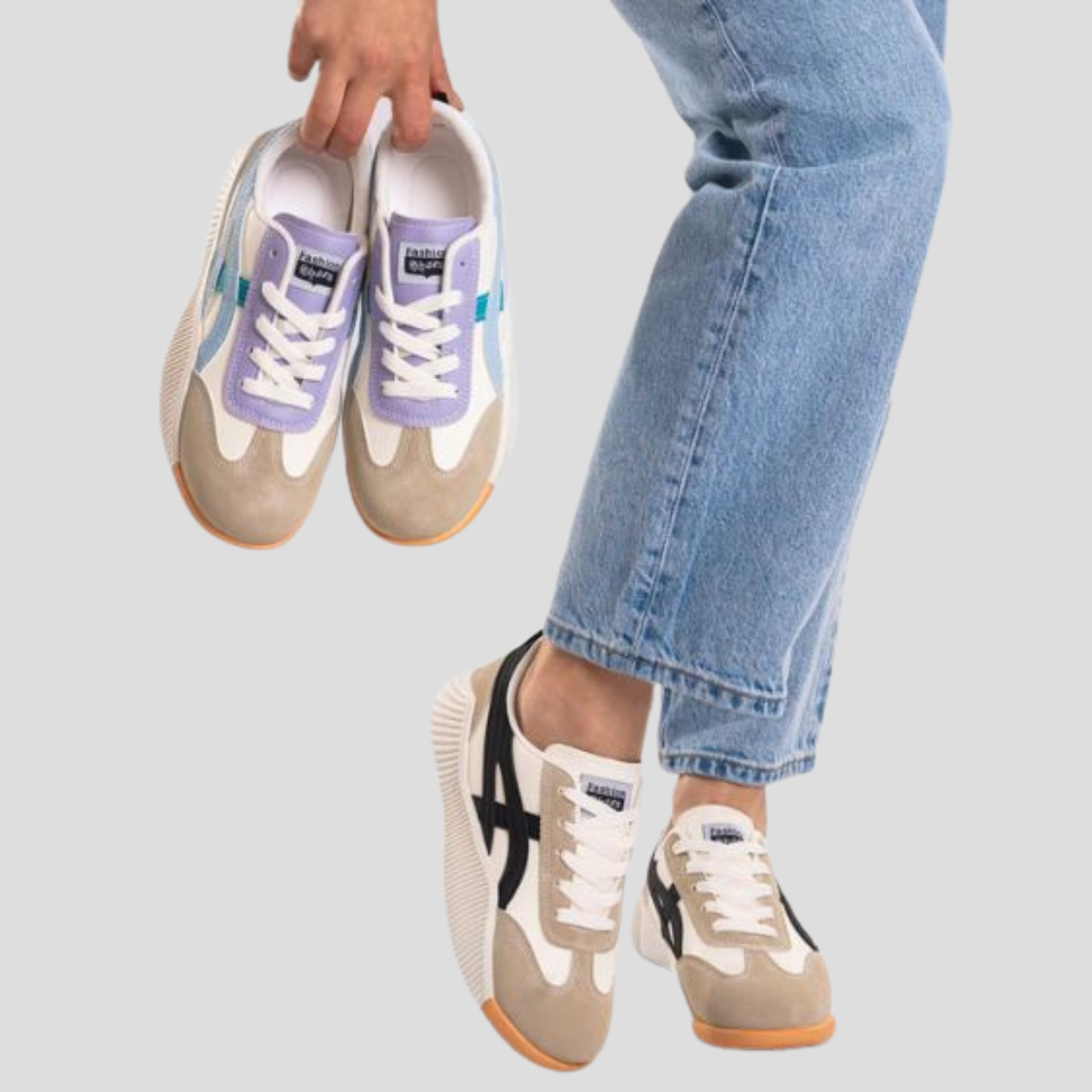 Women Sneakers | Low-Profile Shape & Contrast Panel Design for Daily Wear