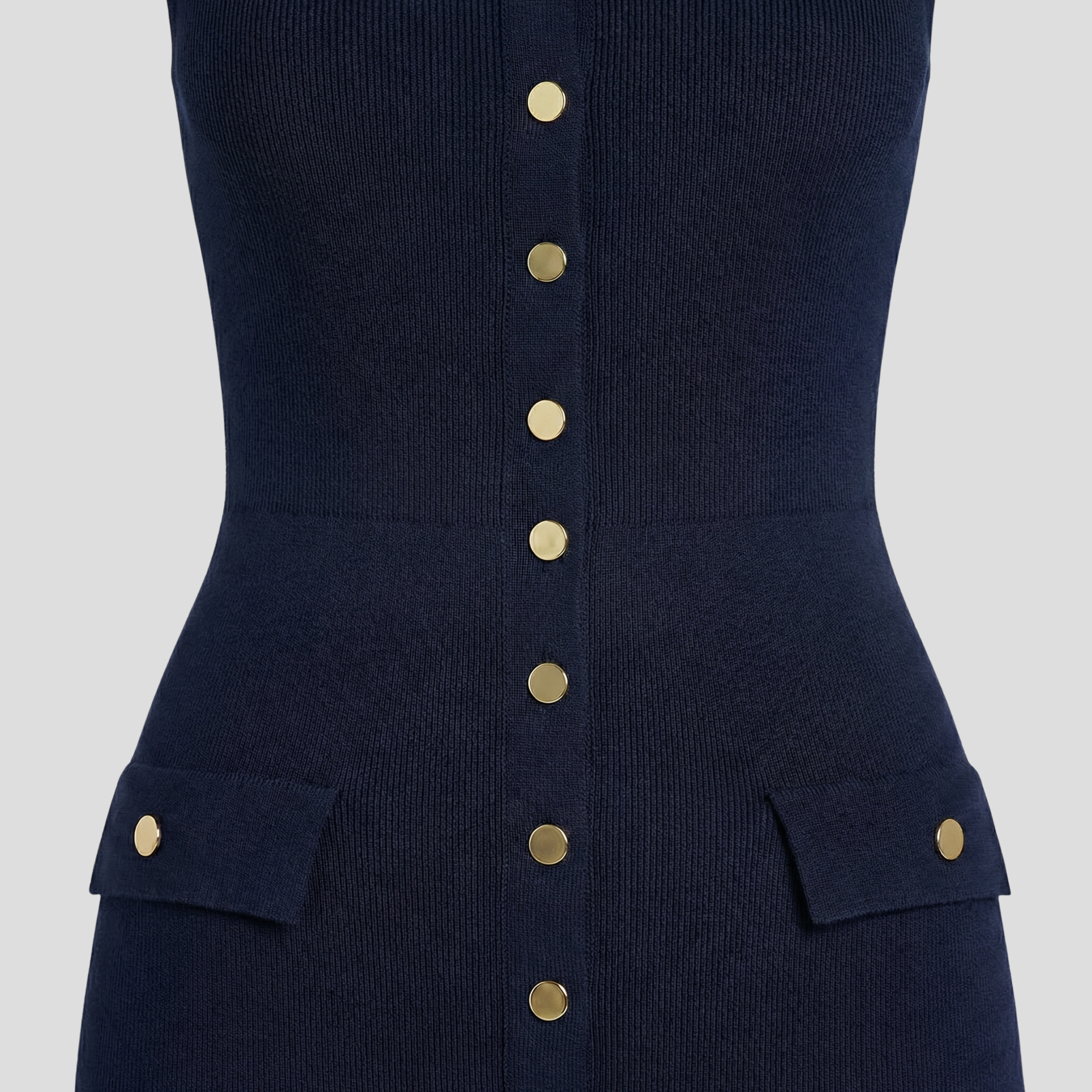 Women Midi Dress | Sleeveless Silhouette & Button-Front Detail for Daily Wear