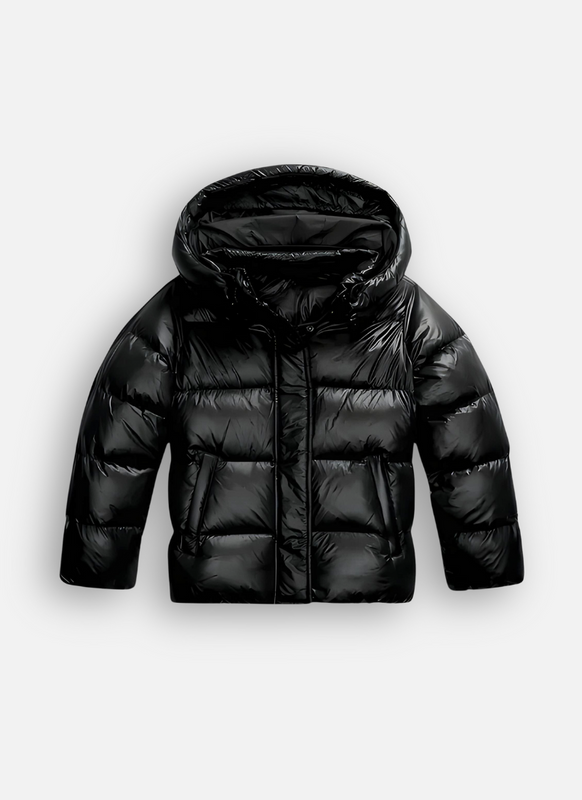 Women's Glossy Puffer Jacket with Hood | Short | Modern & Stylish for Cold Days
