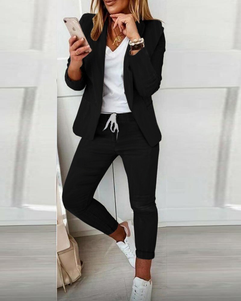 Valor tailored blazer with matching drawstring trousers two-piece set