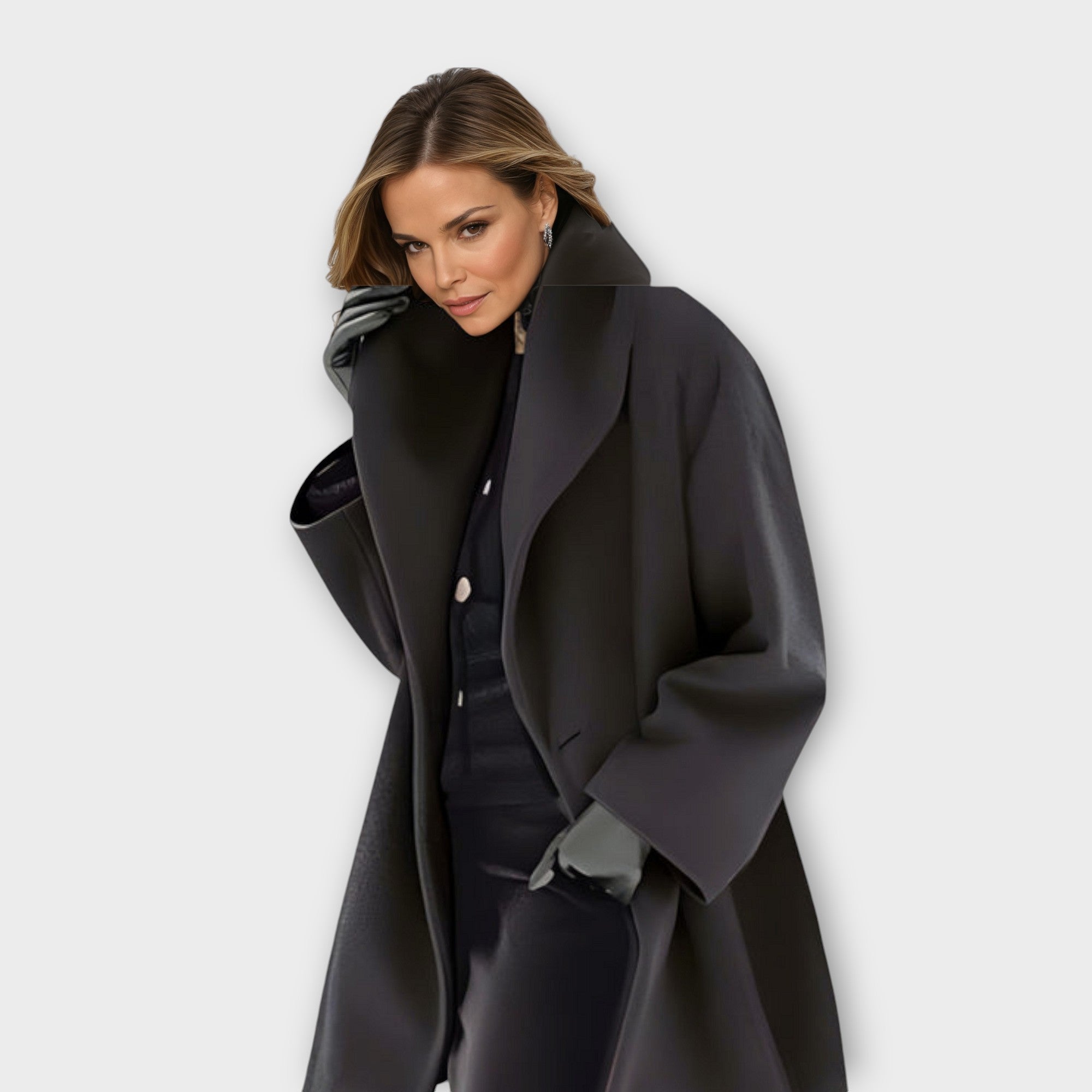 Ladies' Elegant Long Winter Coat | Windproof & Warm | Stylish Outdoor Wear for Cold Days