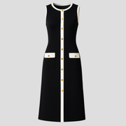 Women Midi Dress | Sleeveless Silhouette & Contrast Trim Detail for Evening Wear