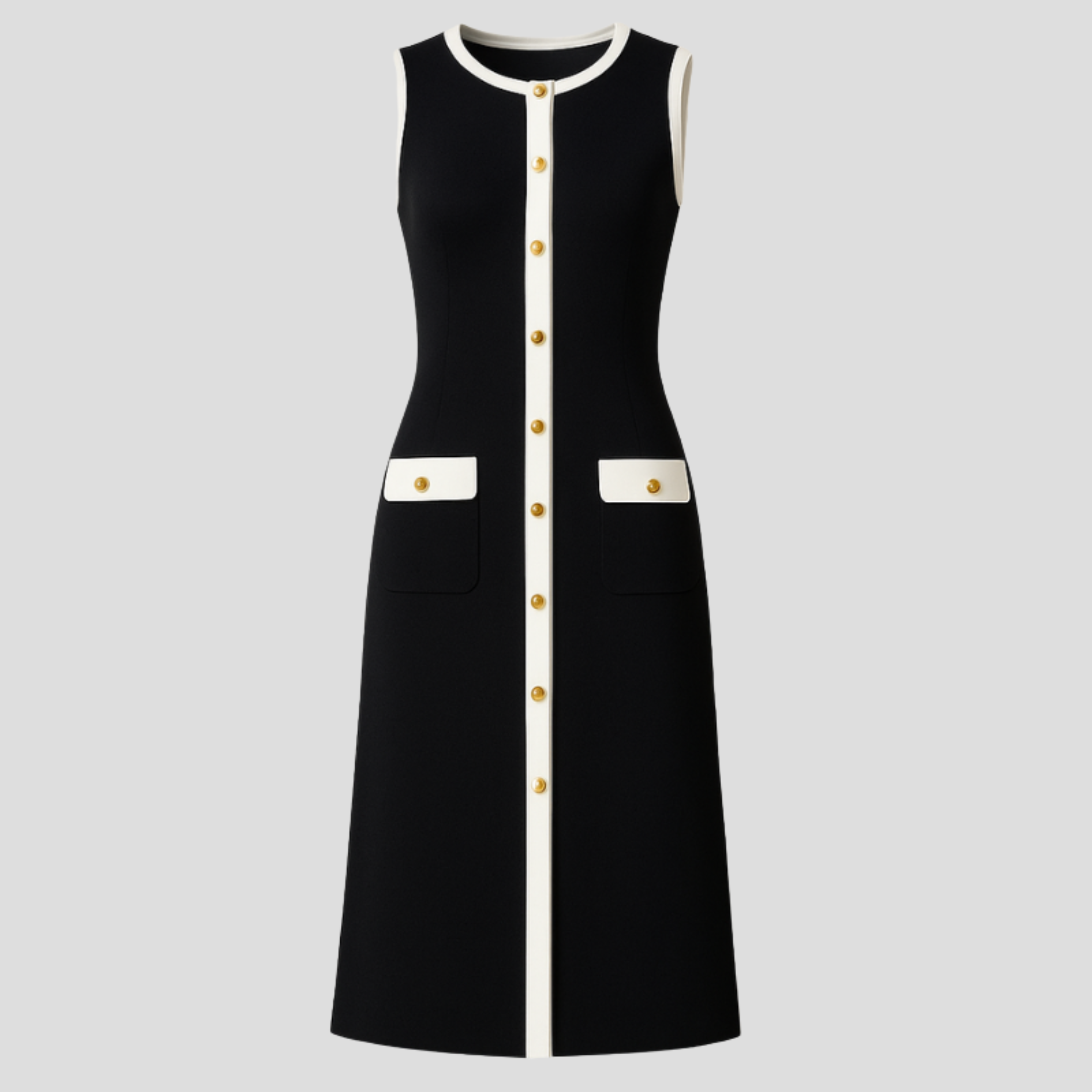 Women Midi Dress | Sleeveless Silhouette & Contrast Trim Detail for Evening Wear
