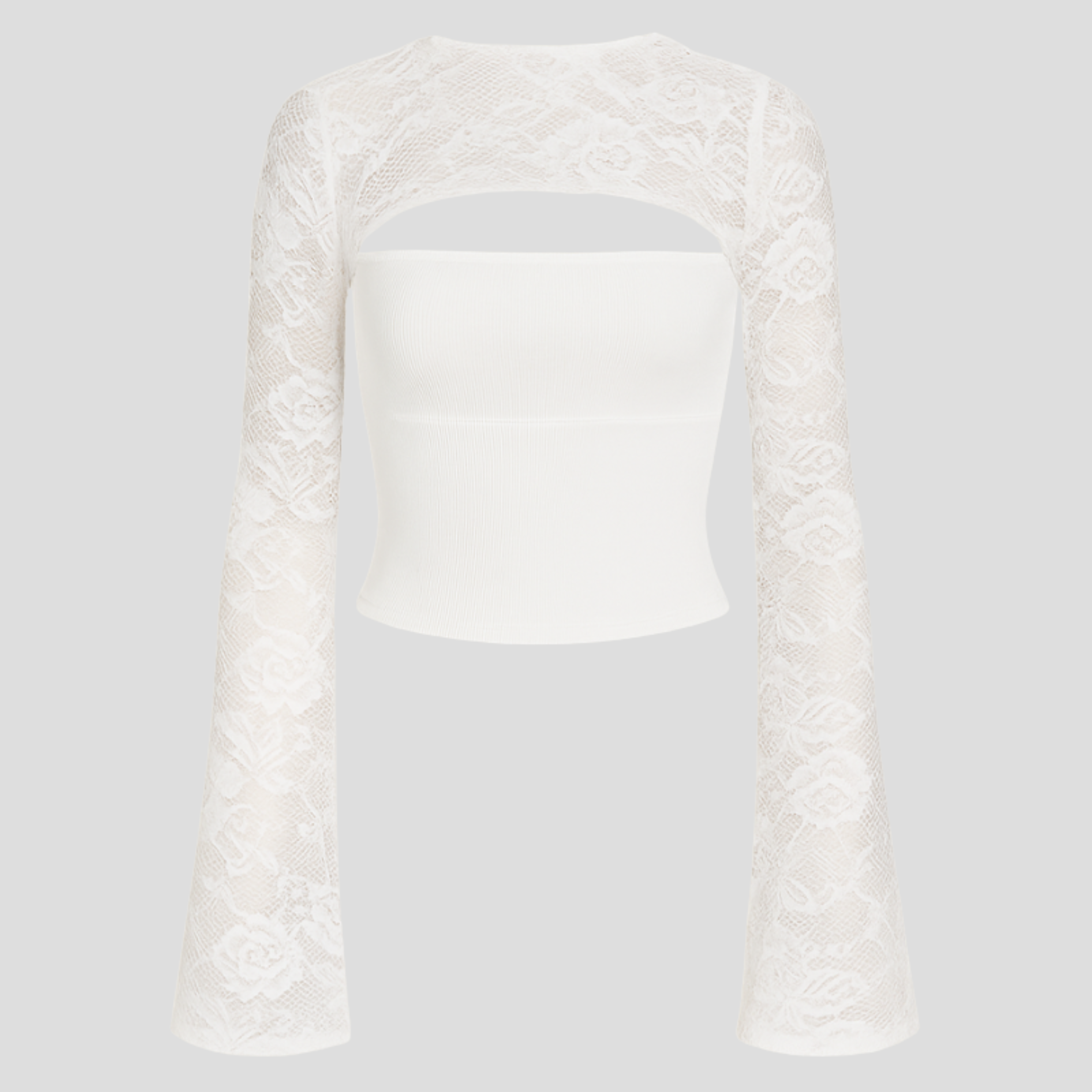 Women Long-Sleeve Top | Cut-Out Neckline Form & Lace Sleeve Alignment for Occasion Wear