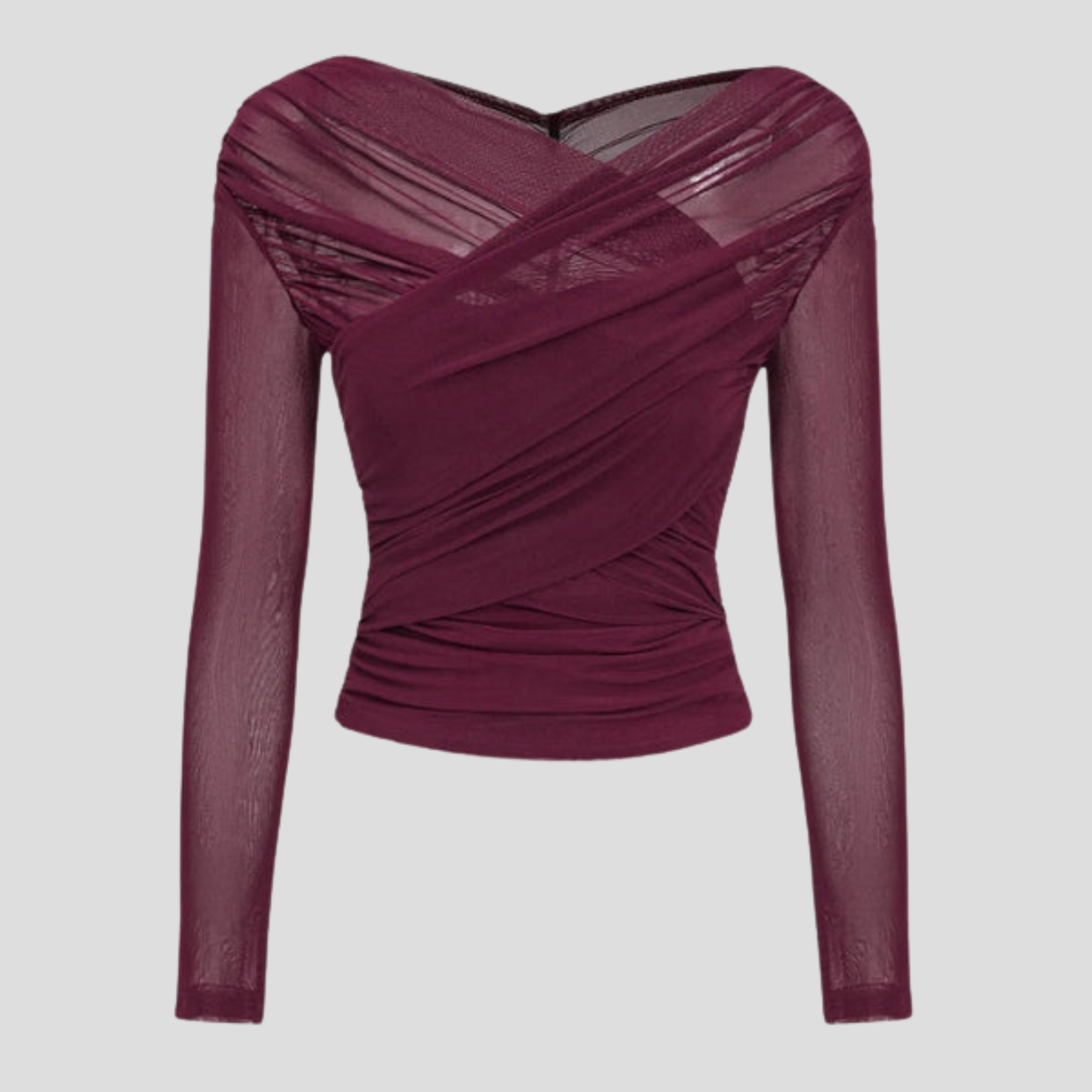 Women Wrap Top | Ruched Mesh Definition & Cross-Over Line Alignment for Occasion Wear