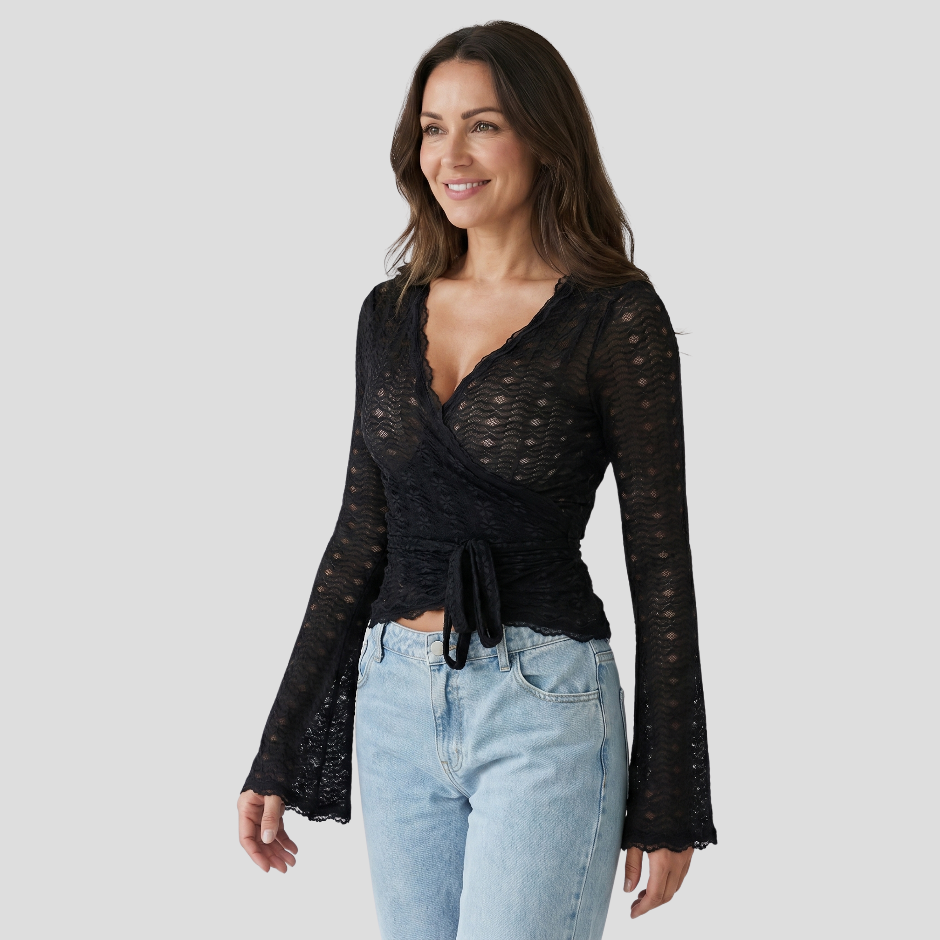 Women Wrap Top | Lace Pattern Definition & Cross-Over Line Alignment for Daily Wear