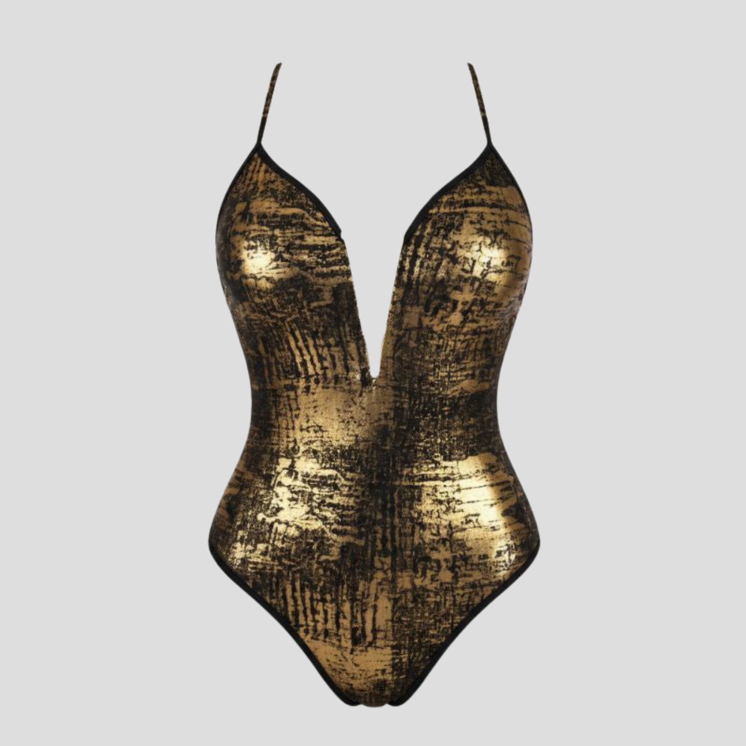 Women One-Piece Swimsuit | Plunge Neckline Form & Crossover Strap Alignment for Swimwear