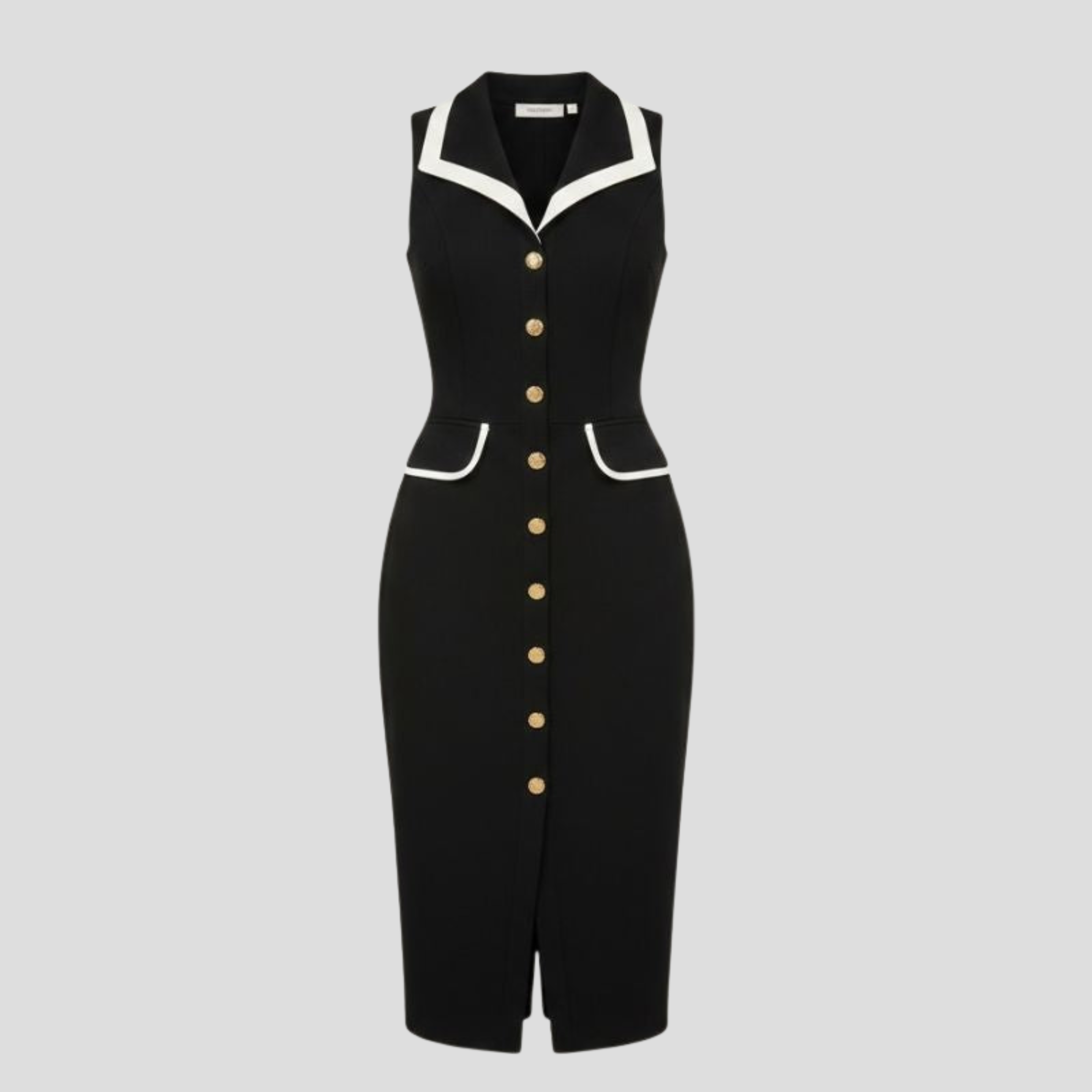 Women Midi Dress | Contrast Trim Form & Button-Front Alignment for Occasion Wear