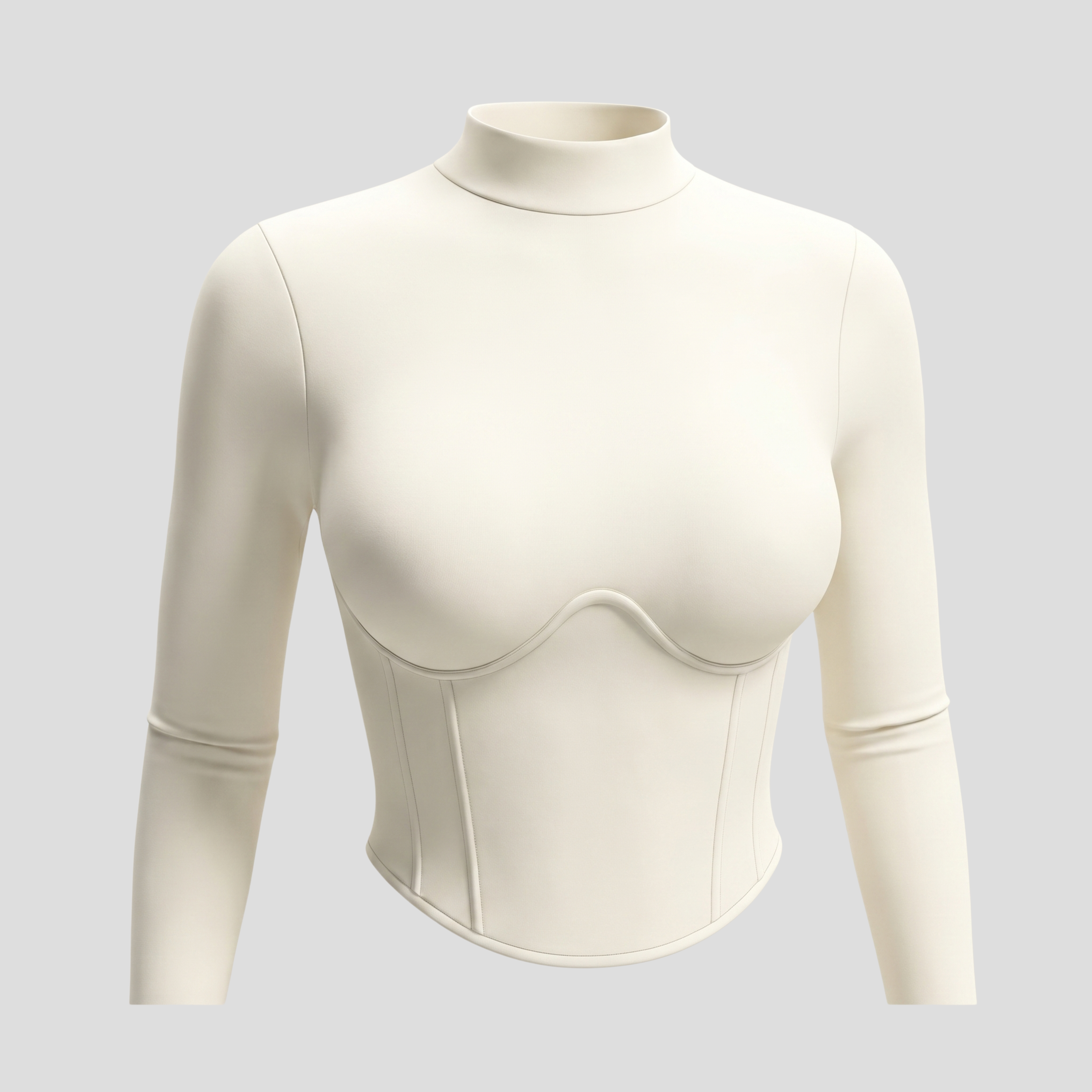 Women Long-Sleeve Top | High Neckline Form & Corset Seam Definition for Daily Wear