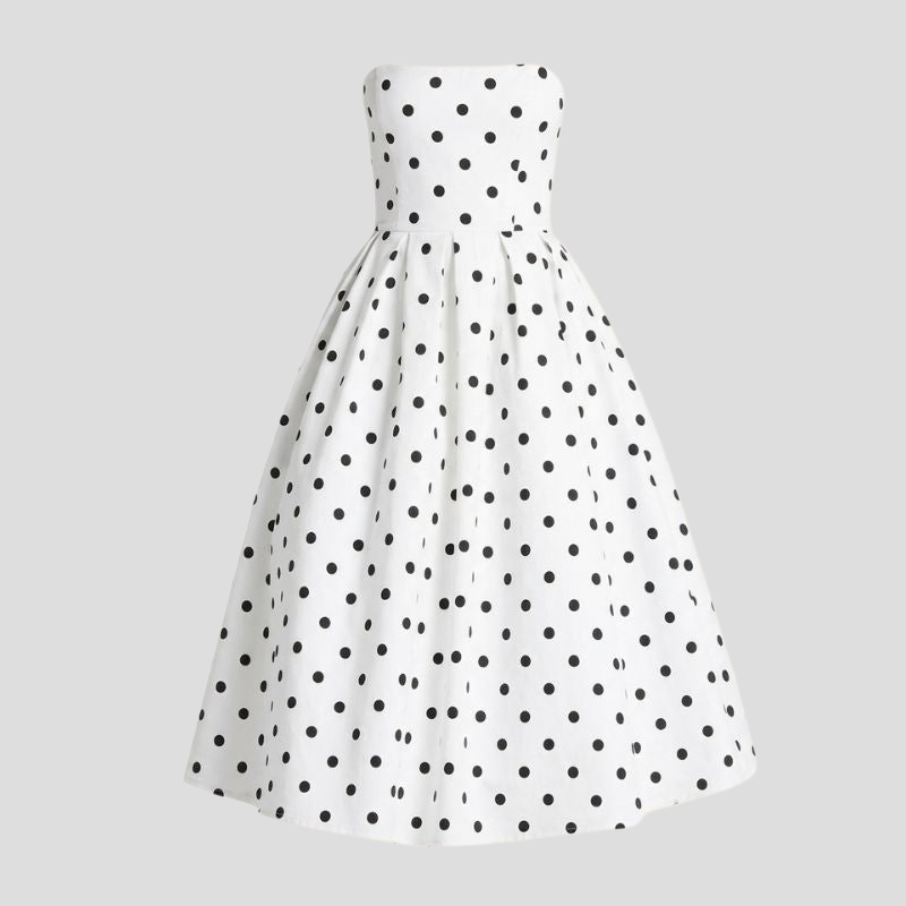 Women Midi Dress | Polka-Dot Pattern Form & Strapless Alignment for Occasion Wear