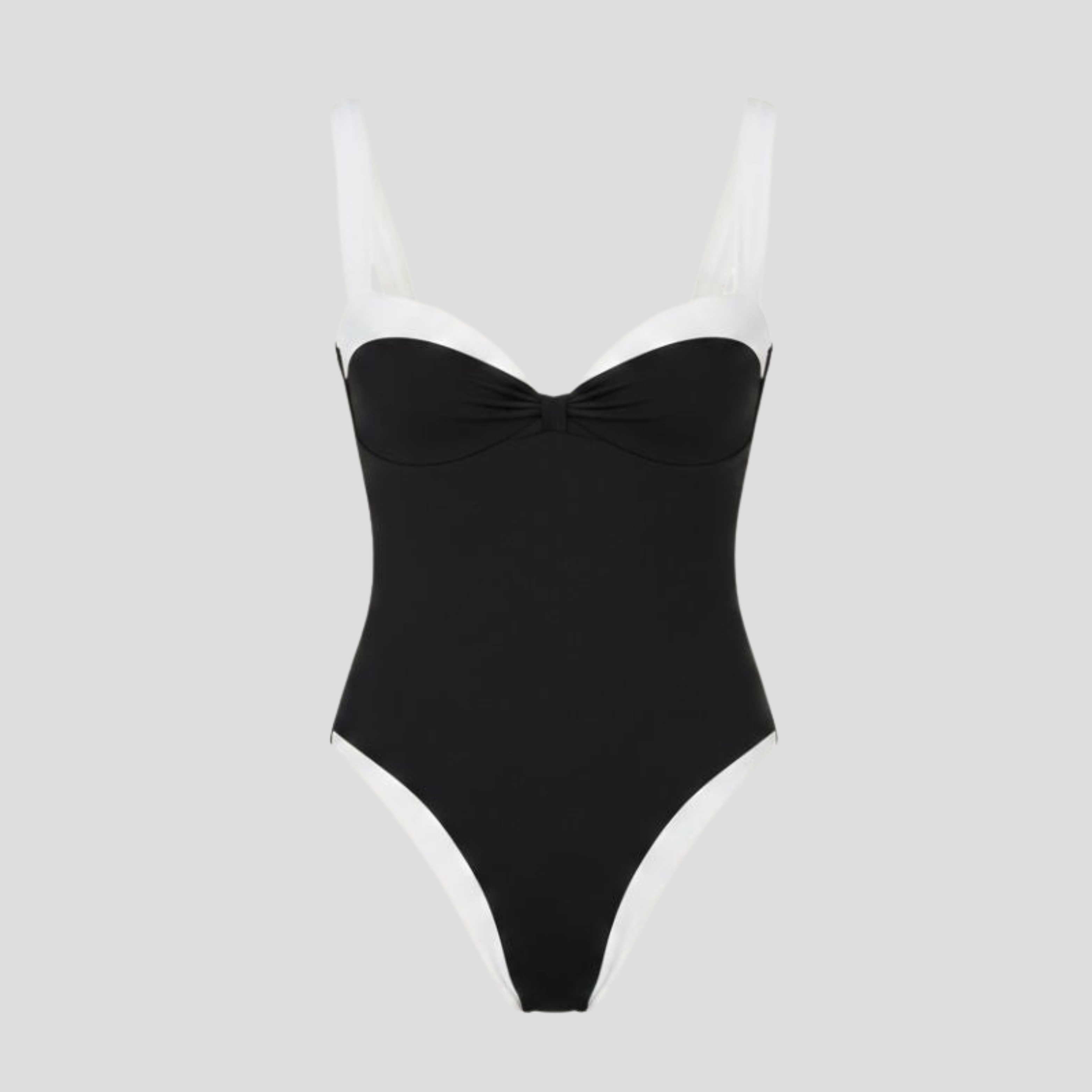 Women One-Piece Swimsuit | Sweetheart Neckline Form & Contrast Trim Alignment for Swimwear