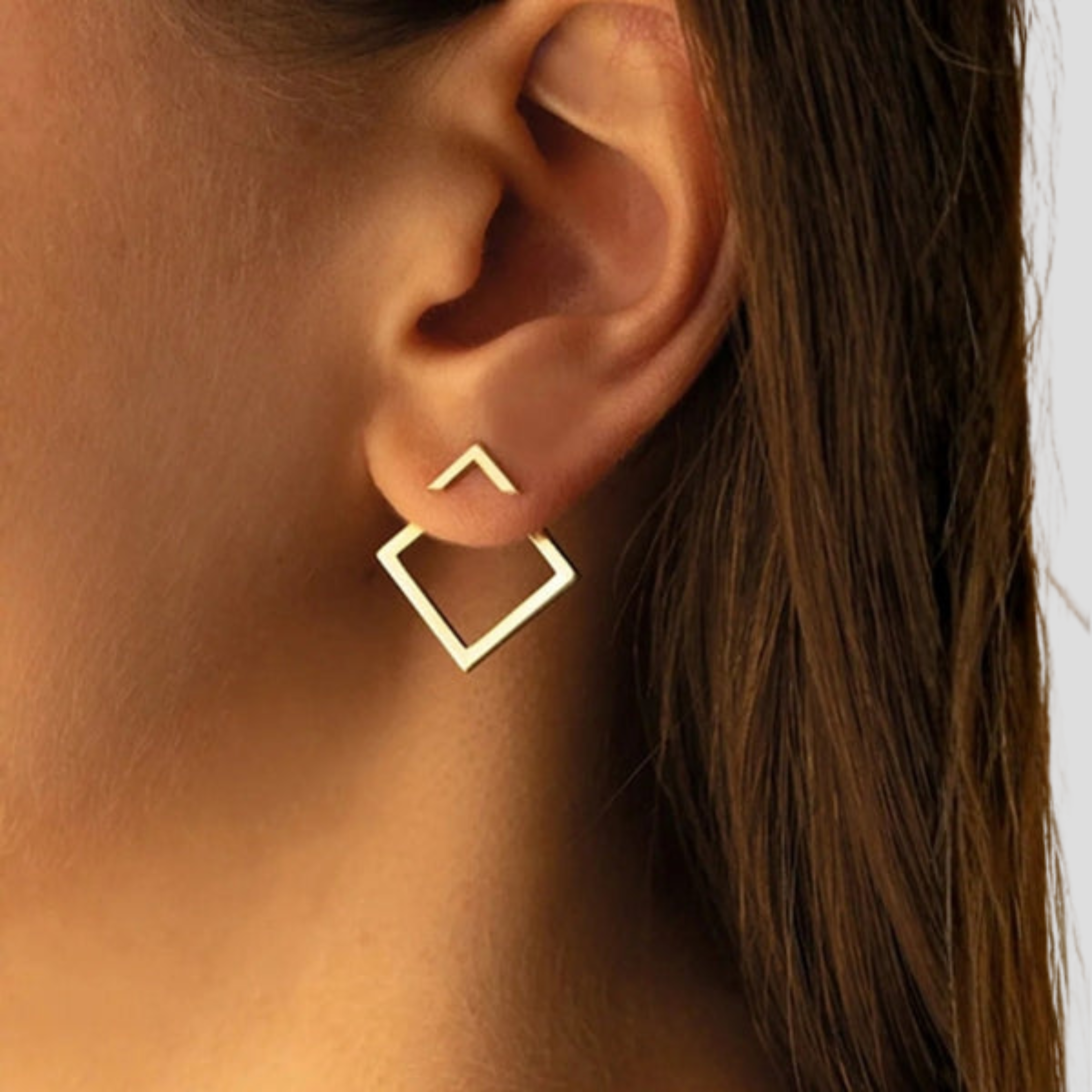 Women Drop Earrings | Chevron Stud Form & Open Square Drop Design for Daily and Evening Styling