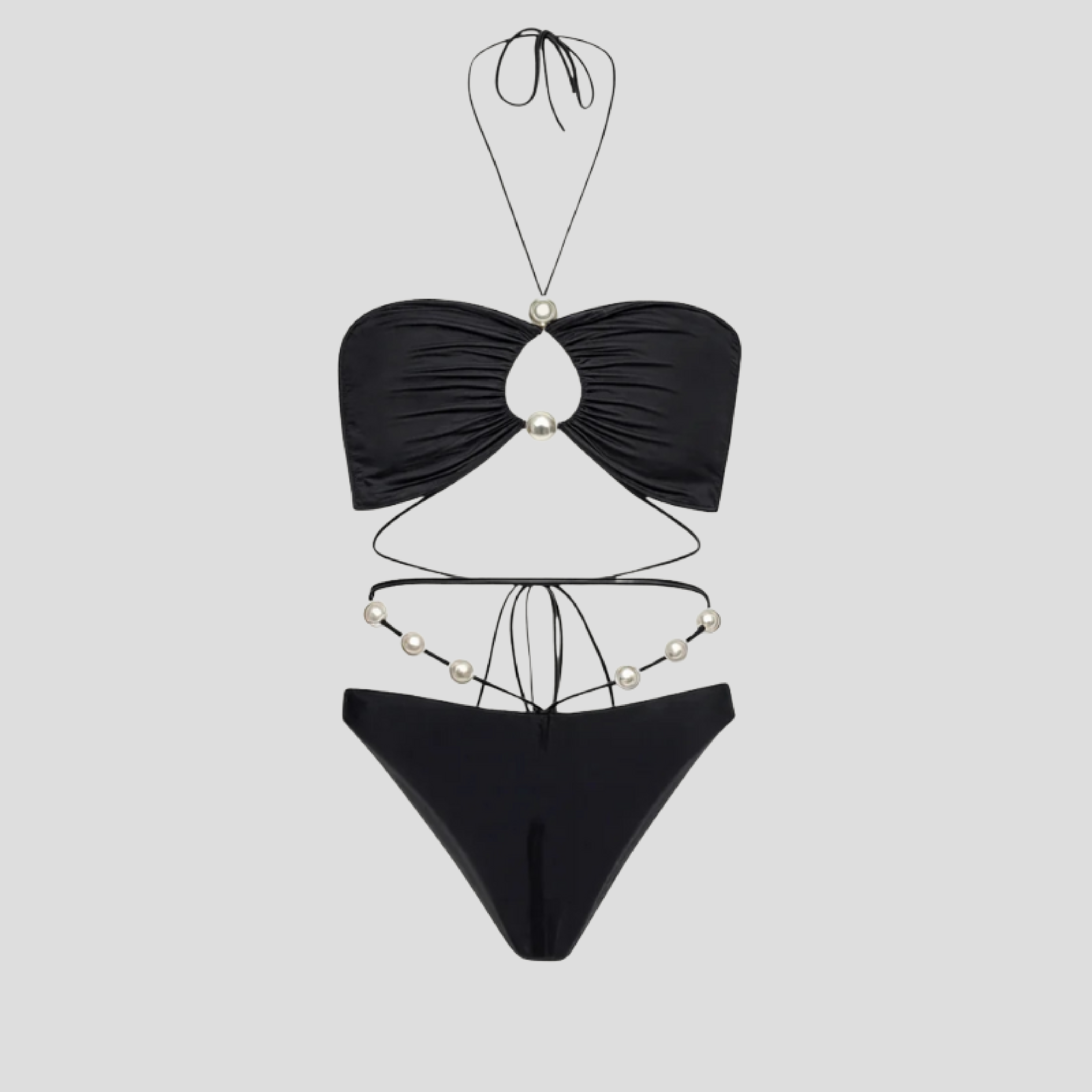 Women Bikini Set | Pearl Detail Form & Wraparound Tie Alignment for Swimwear