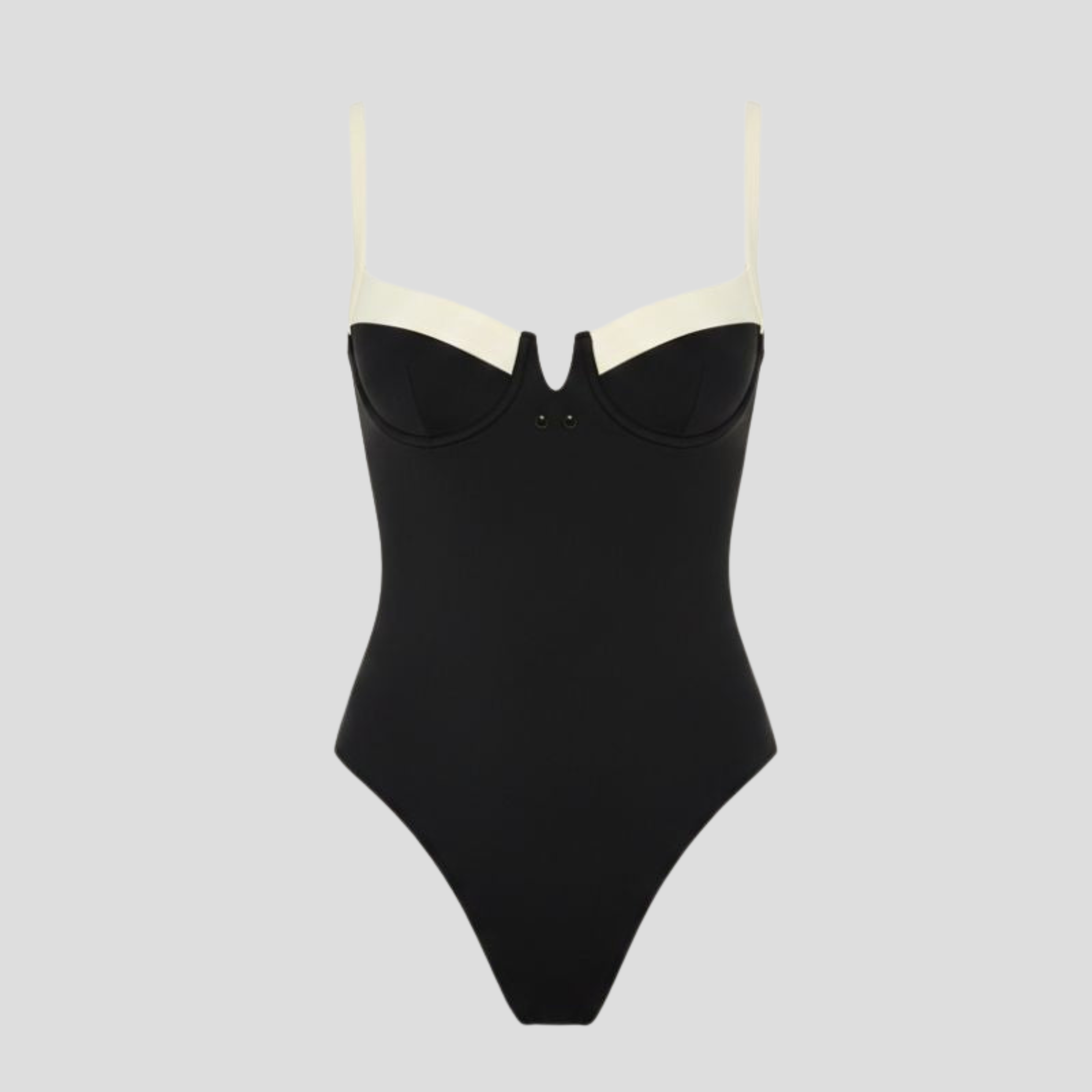Women One-Piece Swimsuit | Contrast Trim Form & Sculpted Neckline Alignment for Swimwear