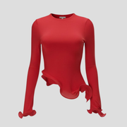 Women Long-Sleeve Top | Wave Hem Form & Crew Neckline Alignment for Occasion Wear