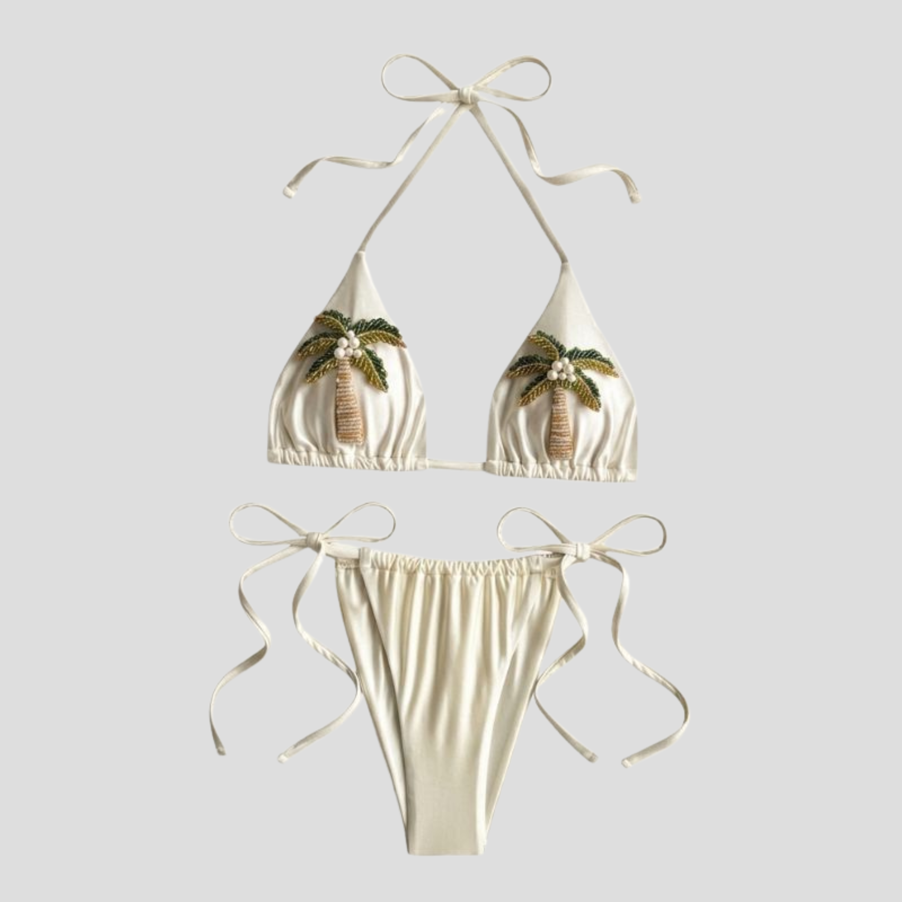 Women Bikini Set | Triangle Top Form & Palm Embellishment Alignment for Swimwear