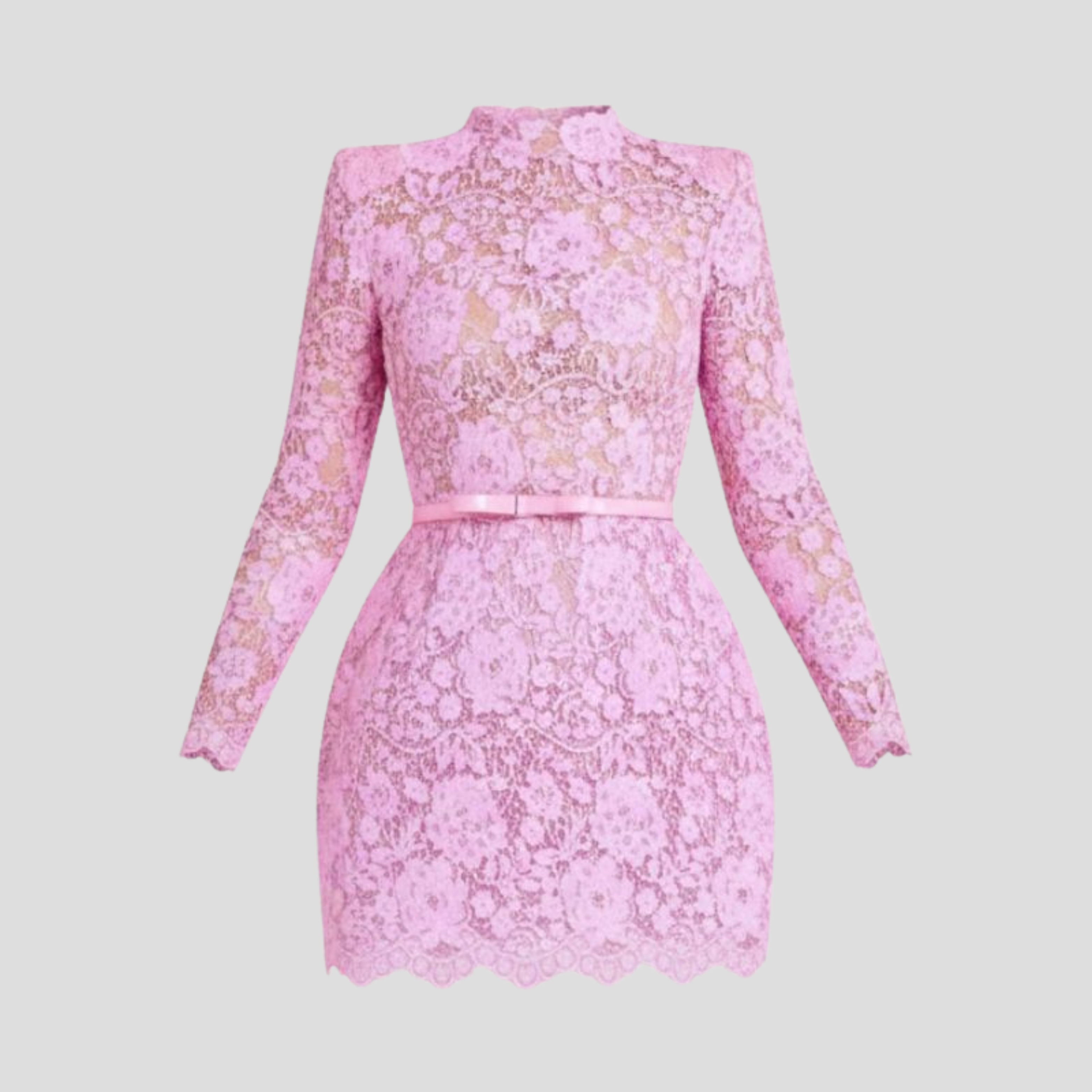 Women Mini Dress | Belted Waist Form & Scalloped Hem Alignment for Occasion Wear
