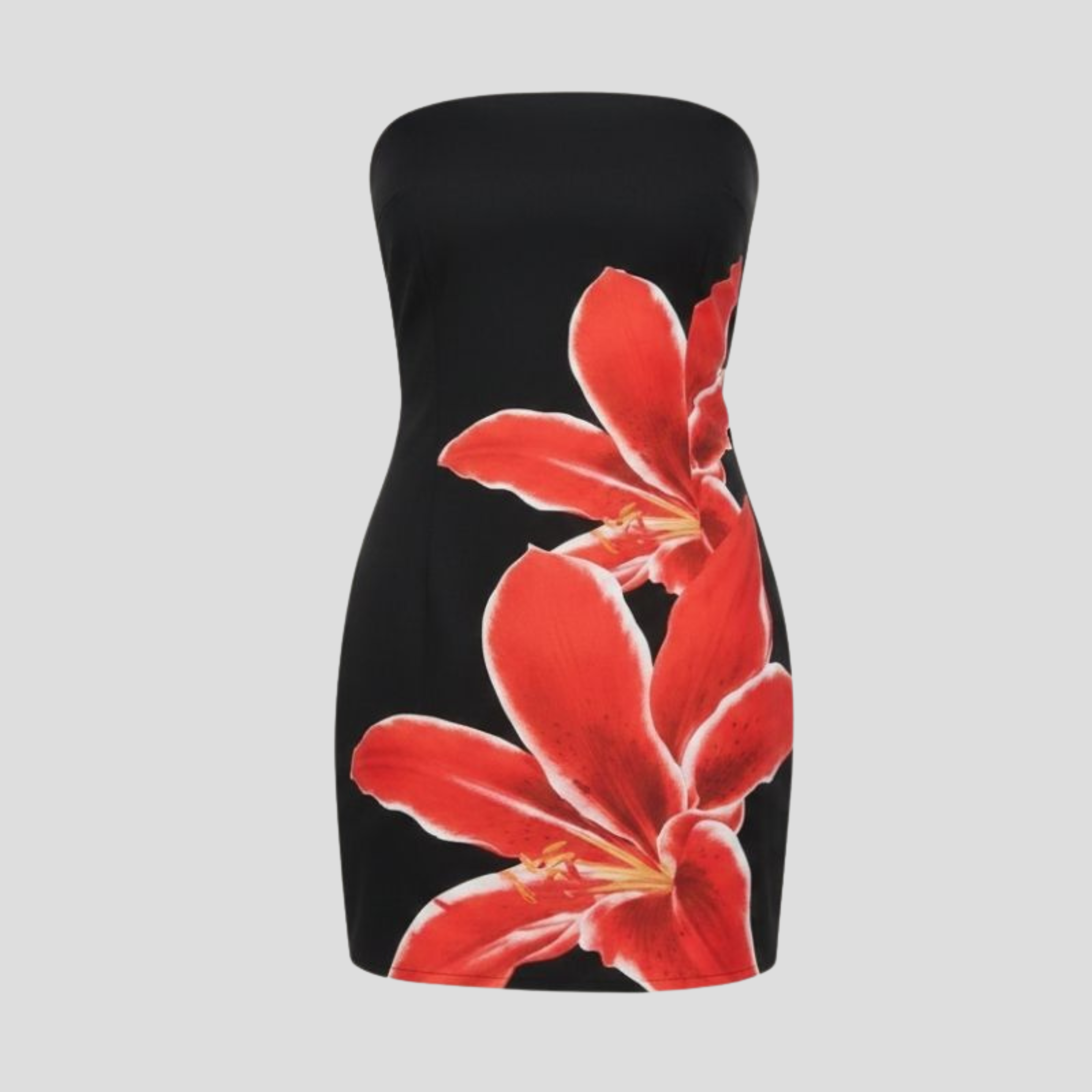 Women Mini Dress | Floral Pattern Form & Strapless Alignment for Occasion Wear