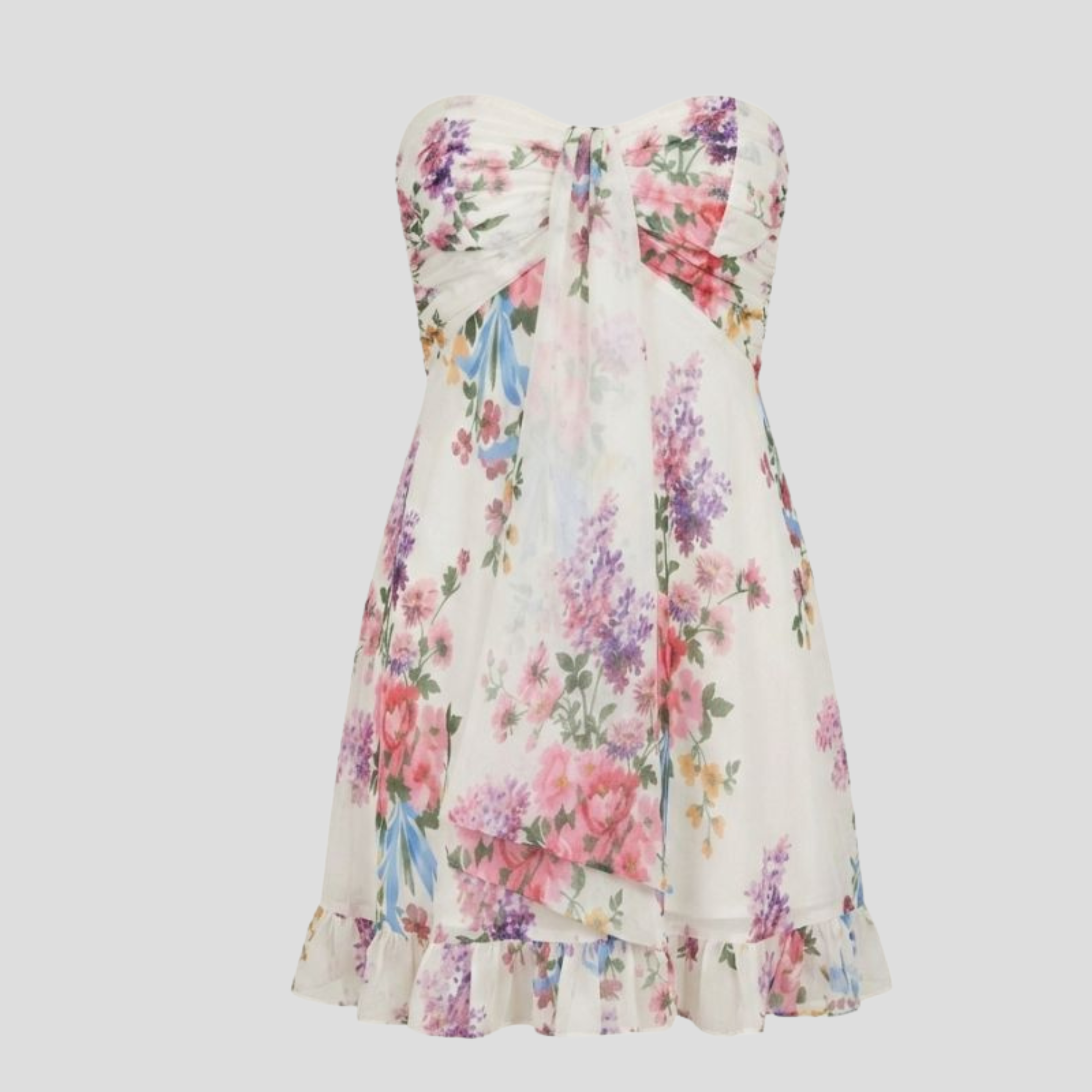 Women Mini Dress | Floral Pattern Form & Ruffle Hem Alignment for Occasion Wear