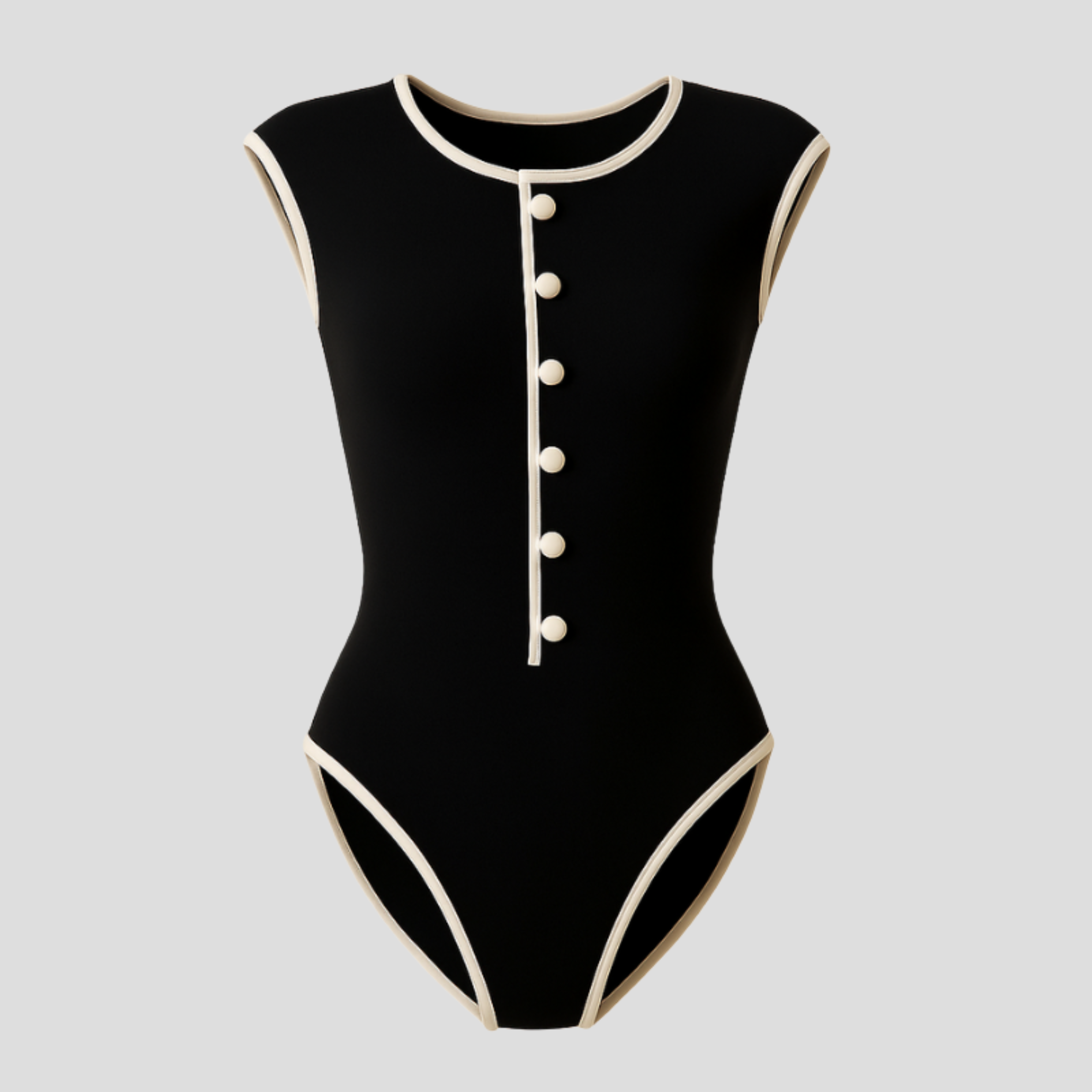 Women Swimsuit | Button-Front Detail & Contoured Line Alignment for Swimwear