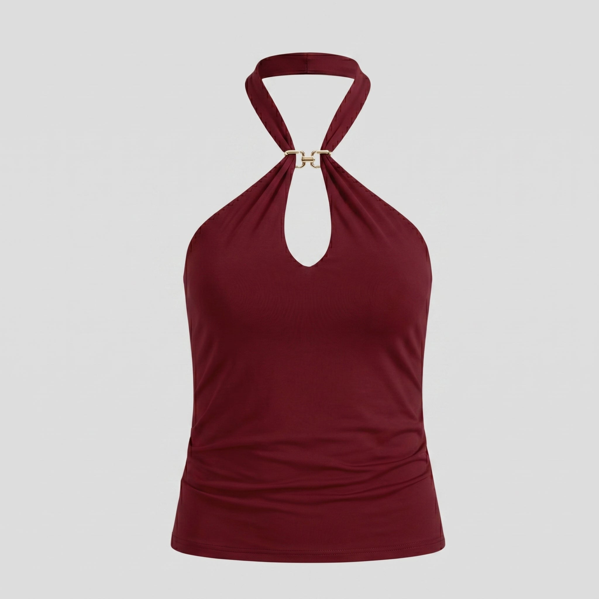 Women Halter Top | Keyhole Cutout Form & Ribbed Surface Definition for Daily Wear