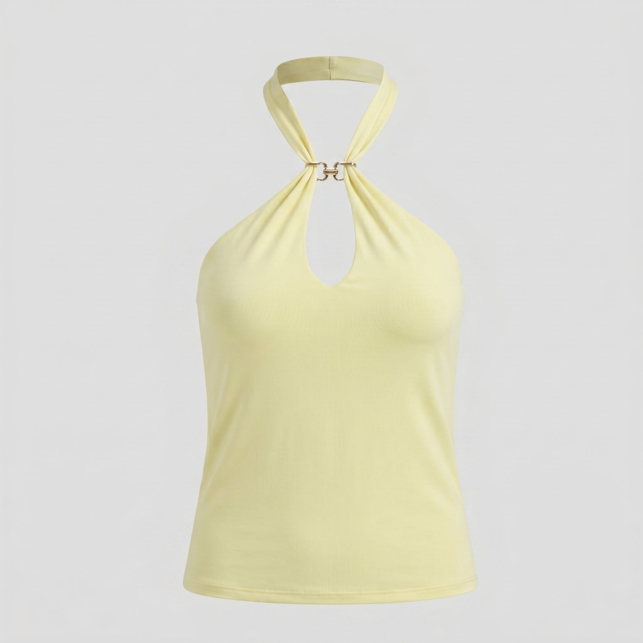 Women Halter Top | Keyhole Cutout Form & Ribbed Surface Definition for Daily Wear