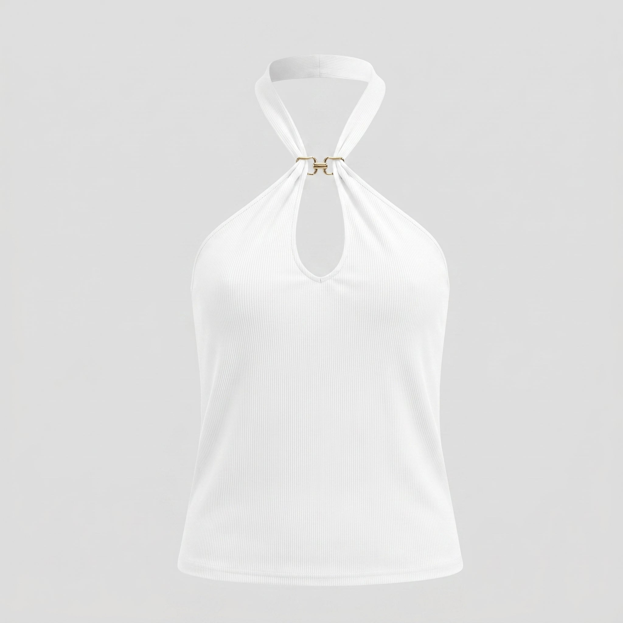 Women Halter Top | Keyhole Cutout Form & Ribbed Surface Definition for Daily Wear