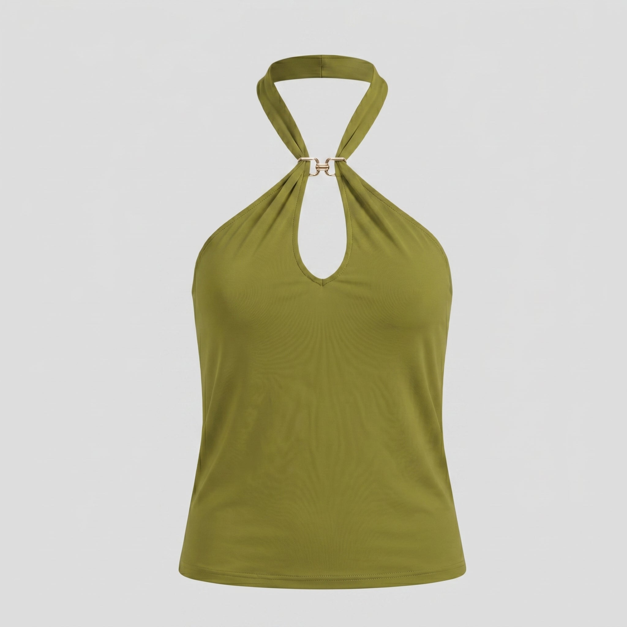 Women Halter Top | Keyhole Cutout Form & Ribbed Surface Definition for Daily Wear