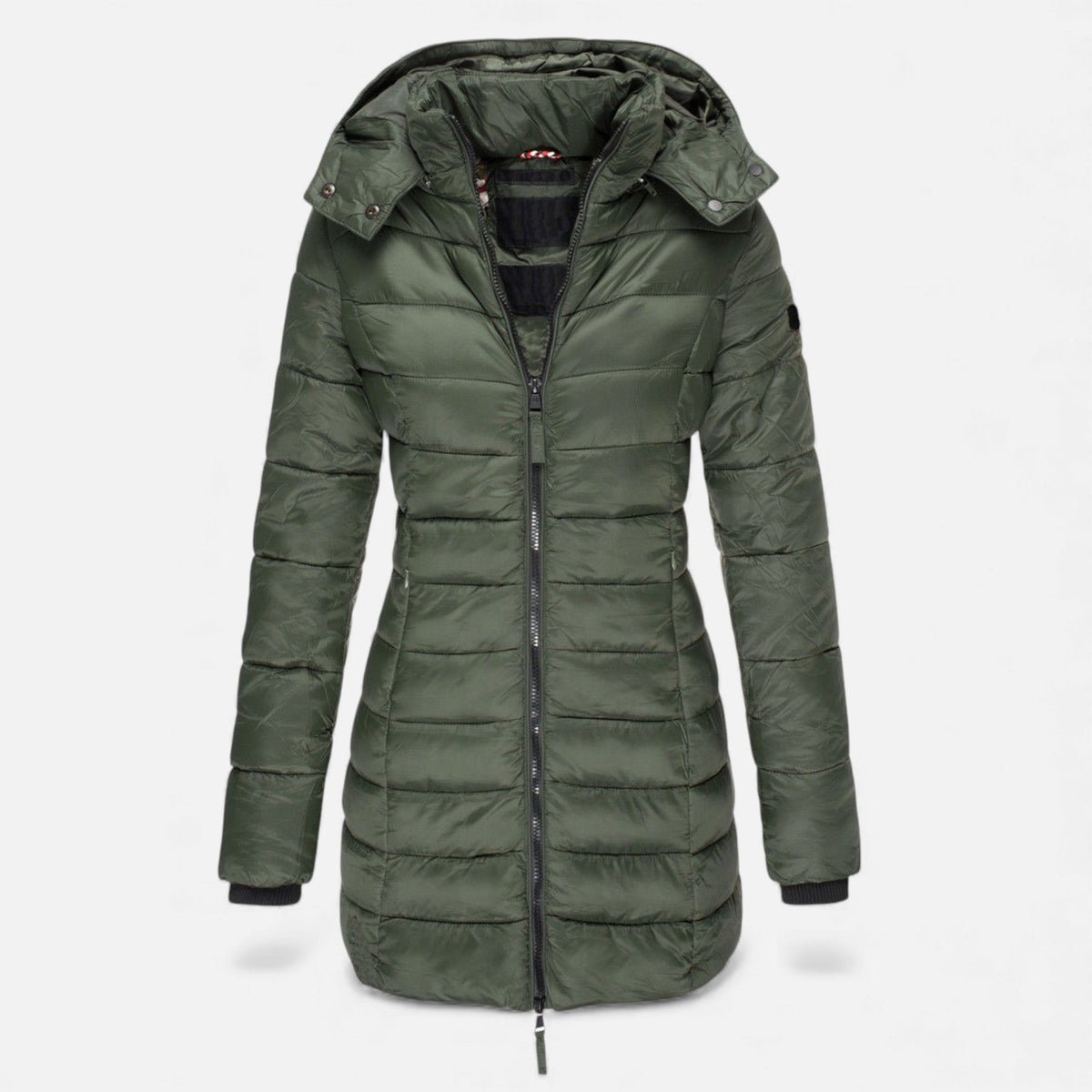 Women's quilted slim-fit mid-length puffer jacket in several colours