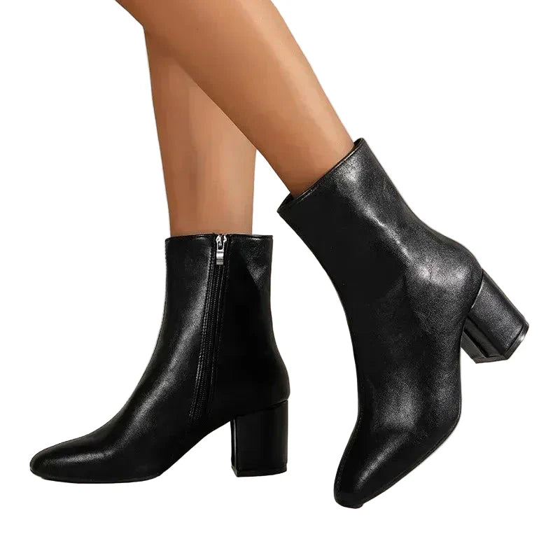 Women’s Ankle Boots with Block Heel | Fashion Ankle Boots | Side Zipper